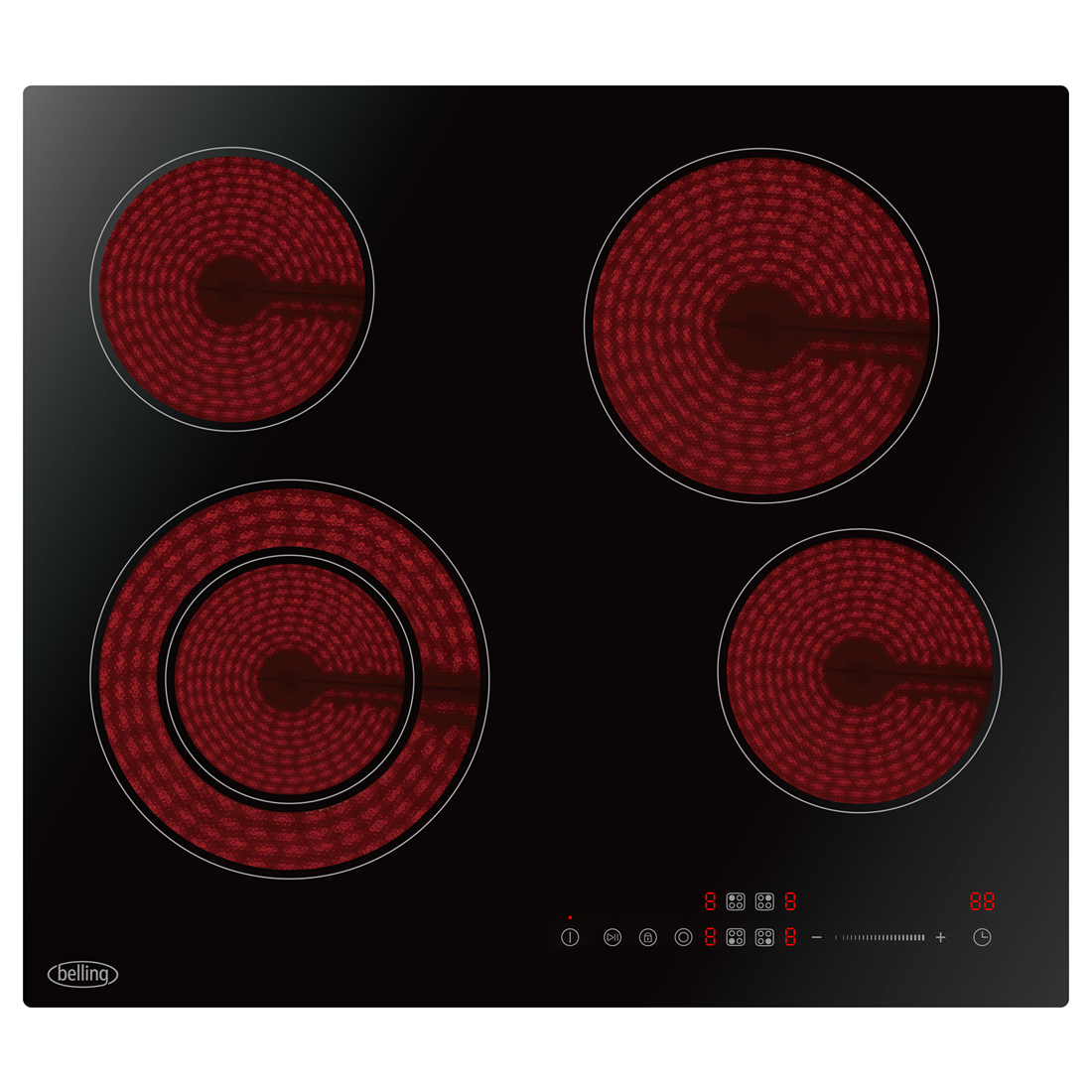 Belling 600mm Ceramic Hob 4-Cook Zones Touch Control Black