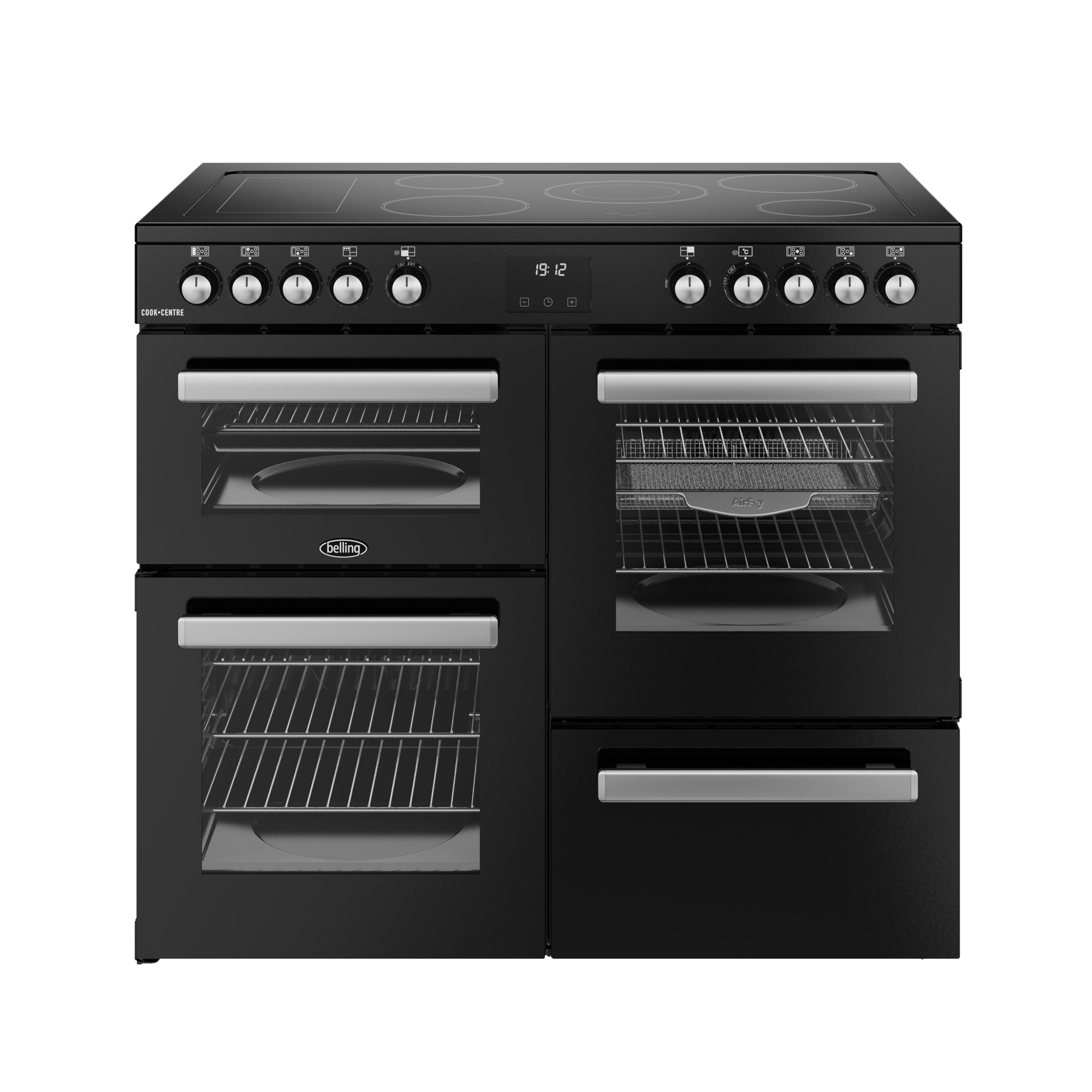 Belling 1000mm Electric Range Cooker 5-Zone Ceramic Hob Black