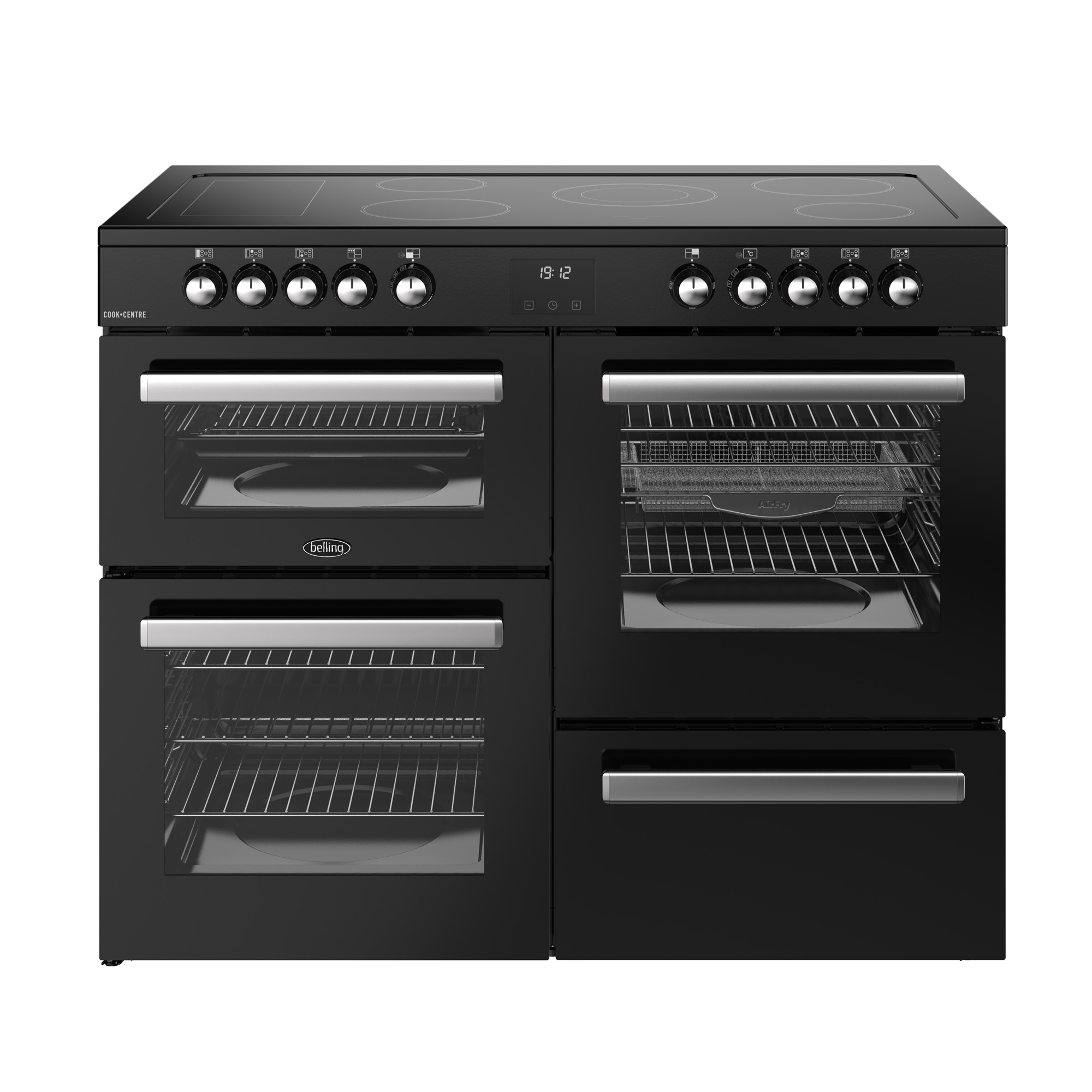 Belling 1100mm Electric Range Cooker 5-Zone Ceramic Hob Black