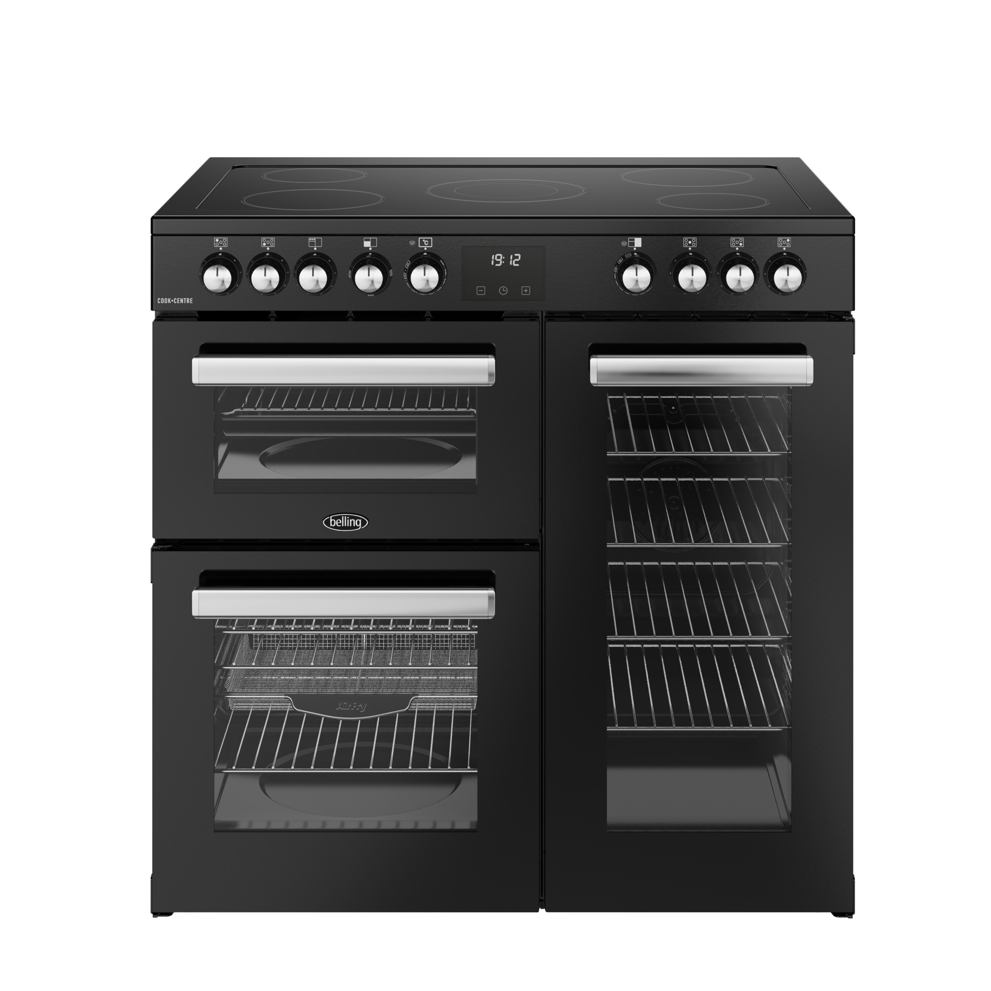 Belling 900mm Electric Range Cooker Ceramic Hob Black