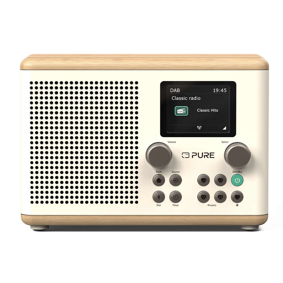 Pure DAB+/FM Radio Bluetooth 2.4inch Colour TFT White/Oak