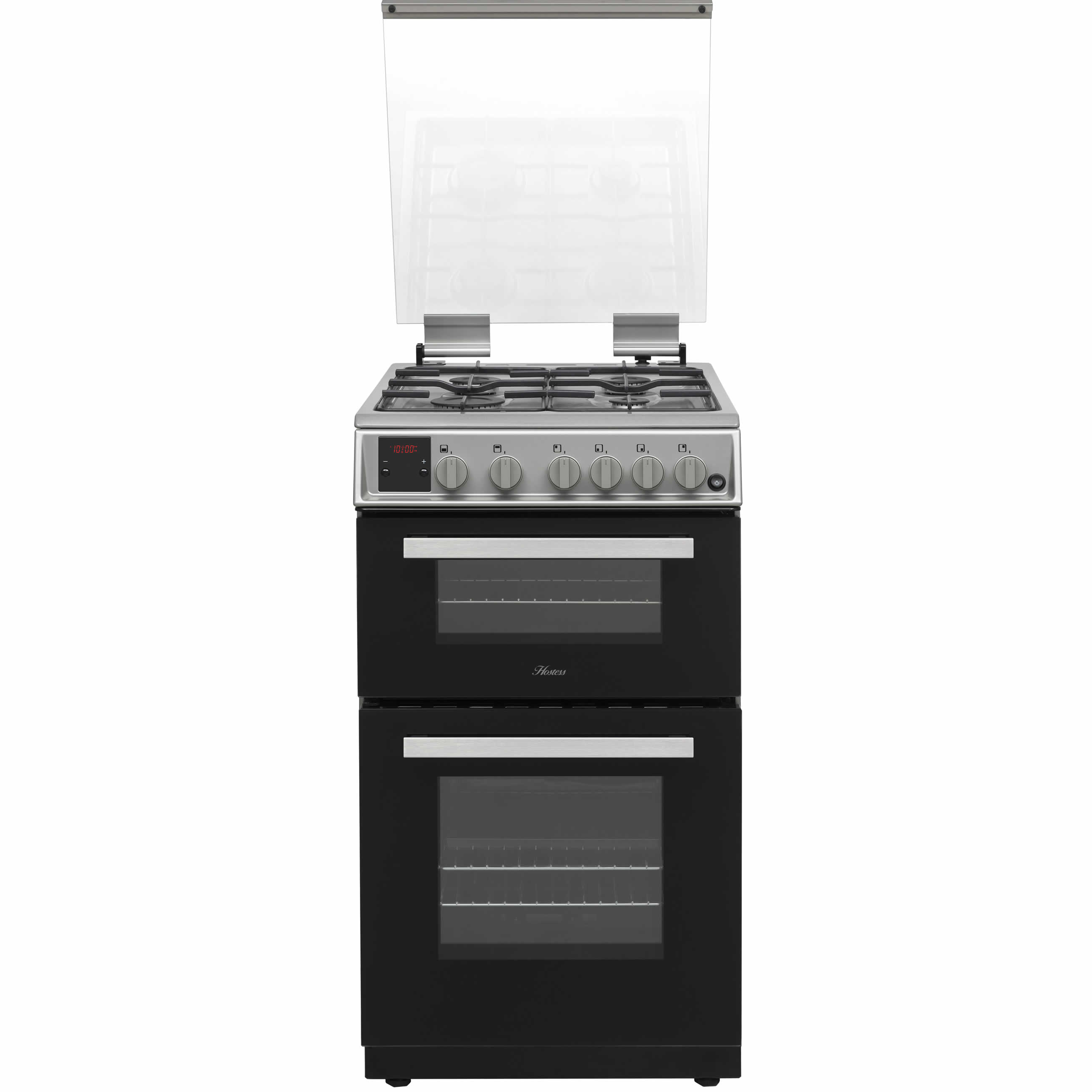 Hostess 500mm Double Oven Gas Cooker Hob Silver