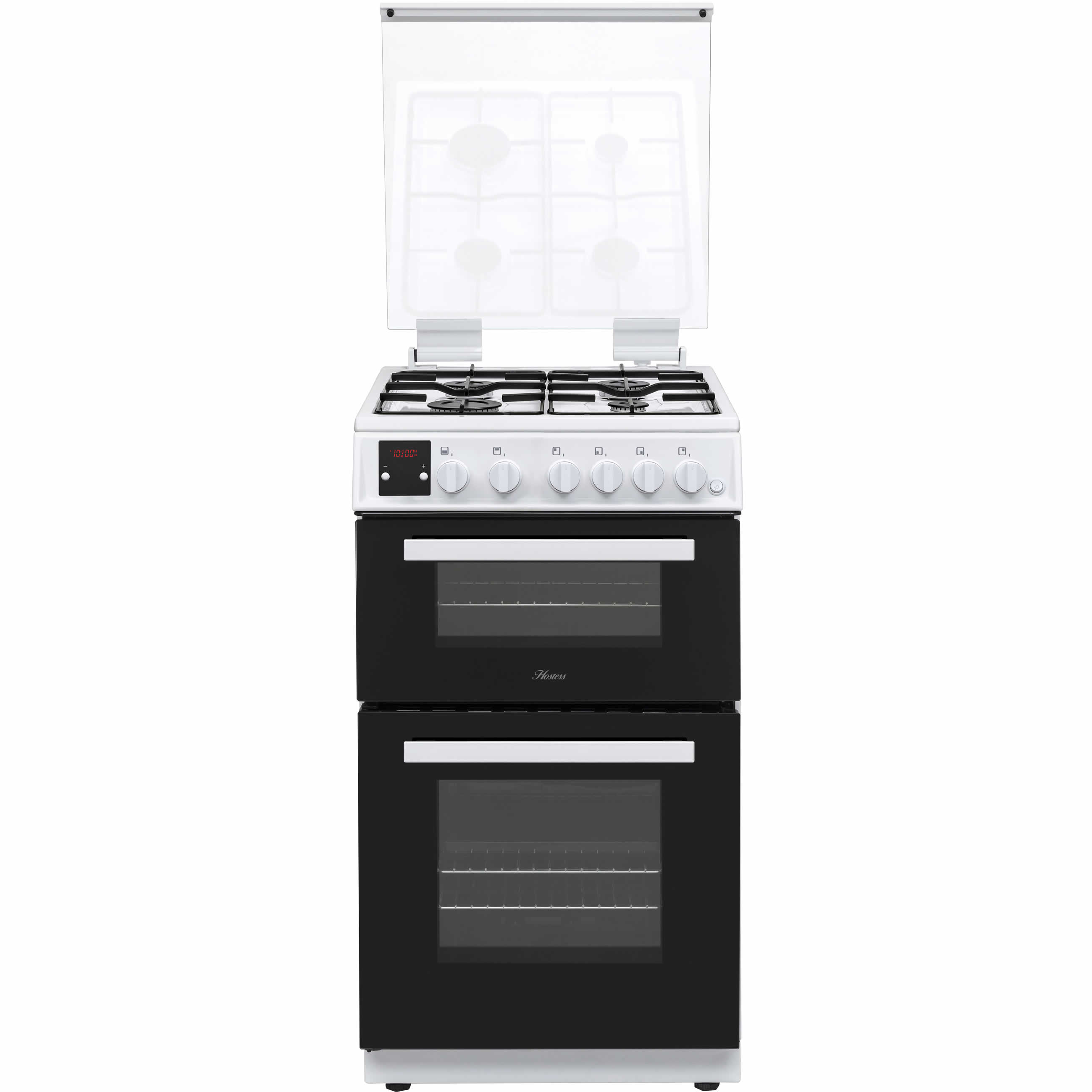 Hostess 500mm Double Oven Gas Cooker Hob White