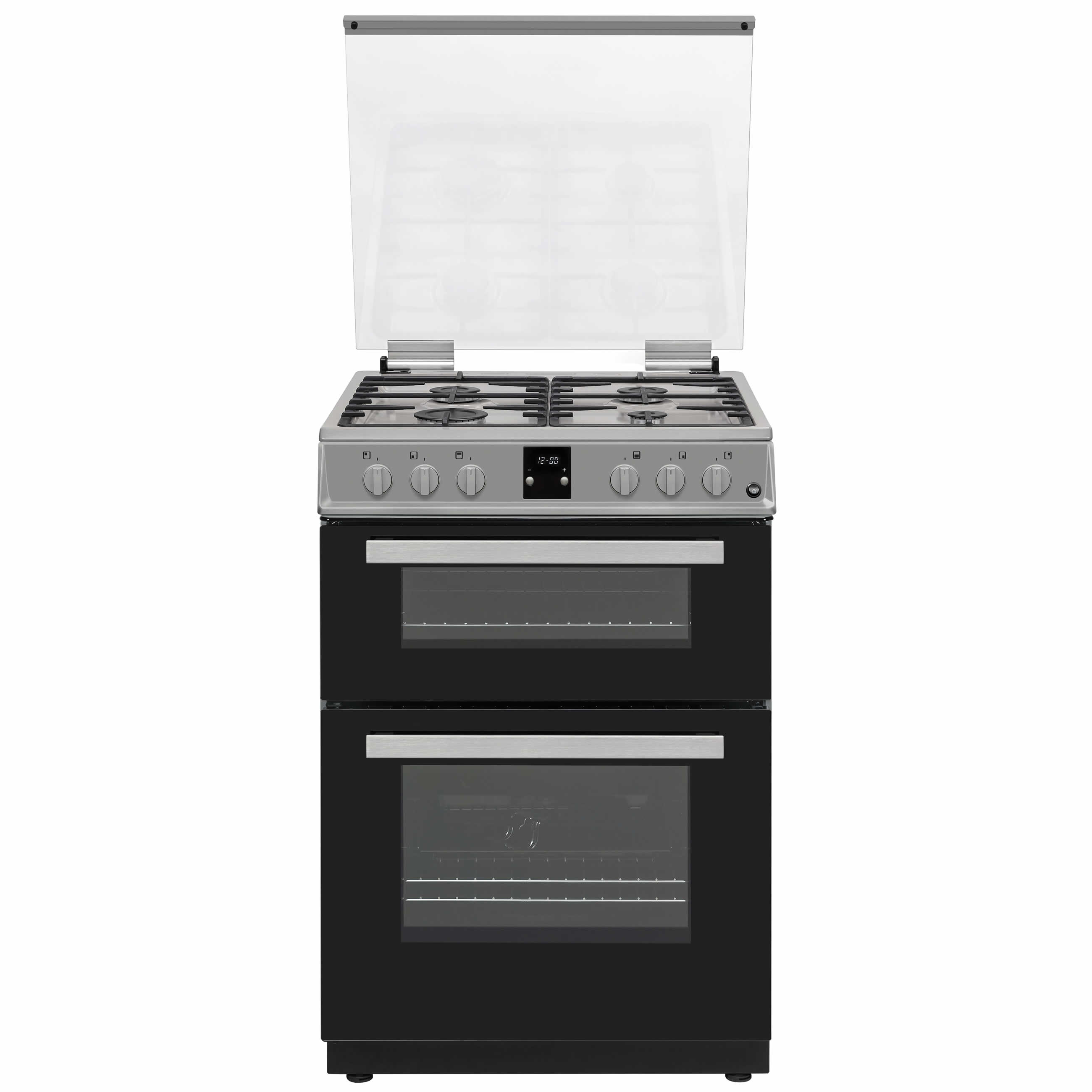 Hostess 600mm Double Oven Gas Cooker Hob Silver