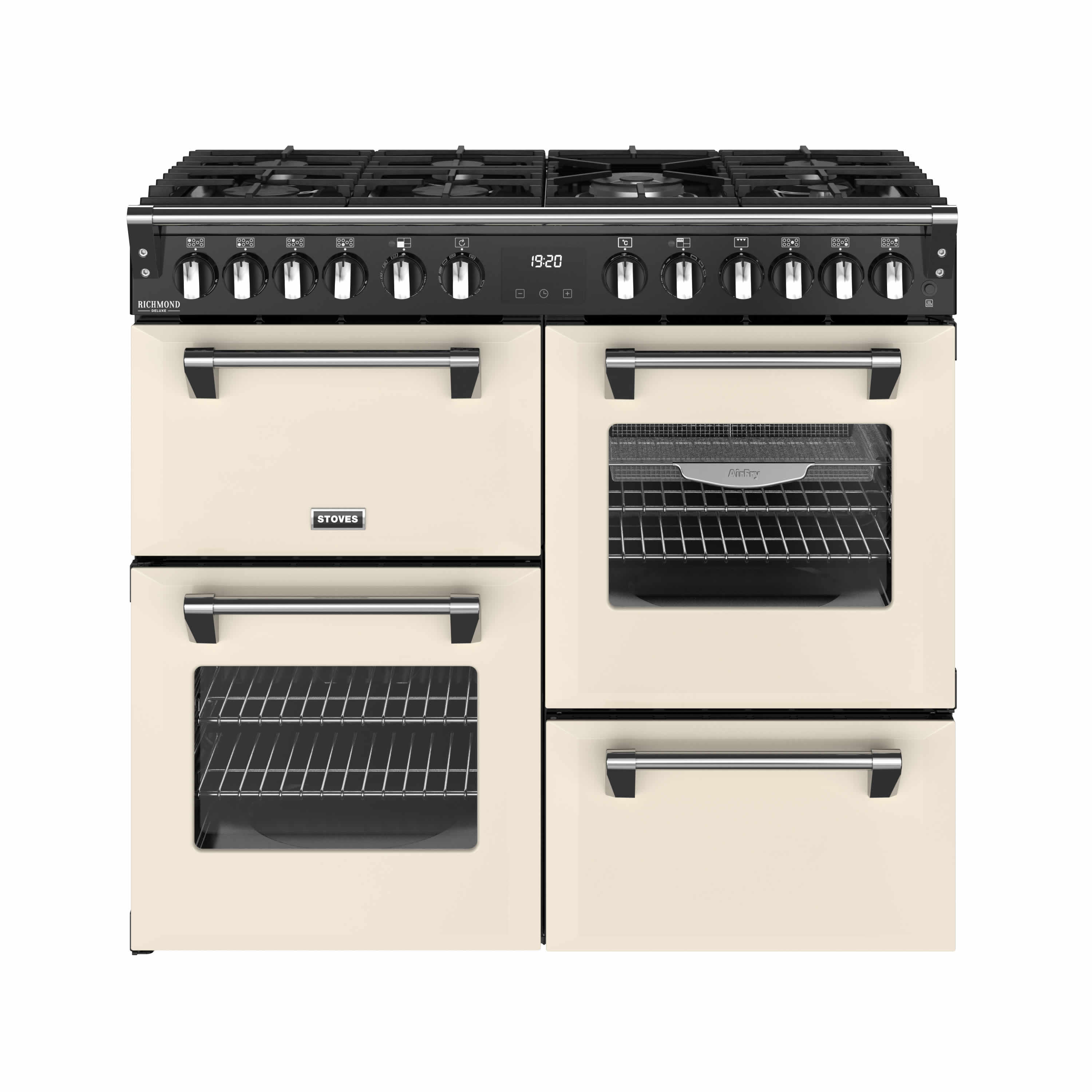 Stoves 1000mm Dual Fuel Range Cooker Quad Oven Gas Hob Cream