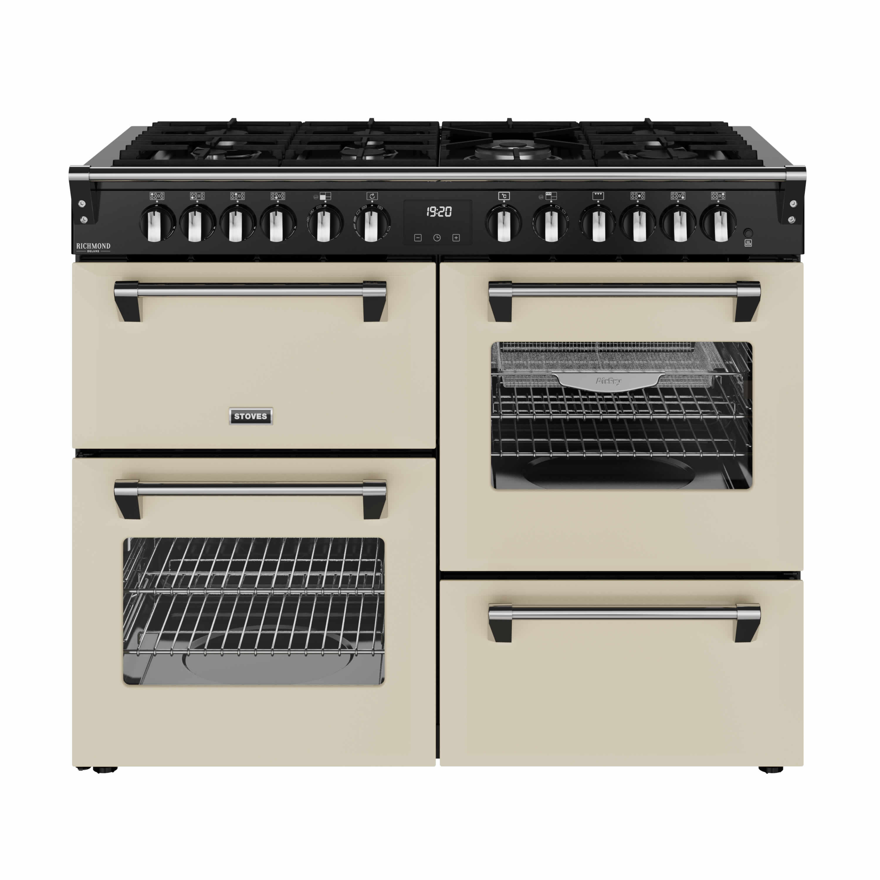 Stoves 1100mm Dual Fuel Range Cooker Quad Oven Gas Hob Cream