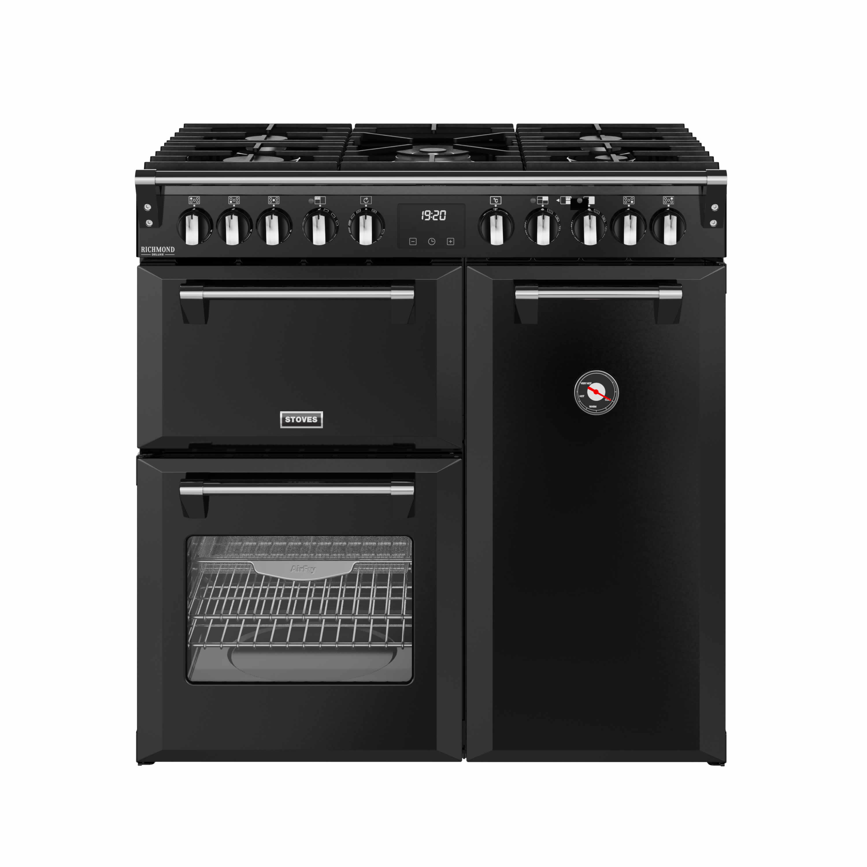 Stoves 900mm Deluxe Dual Fuel Range Cooker Gas Hob Black