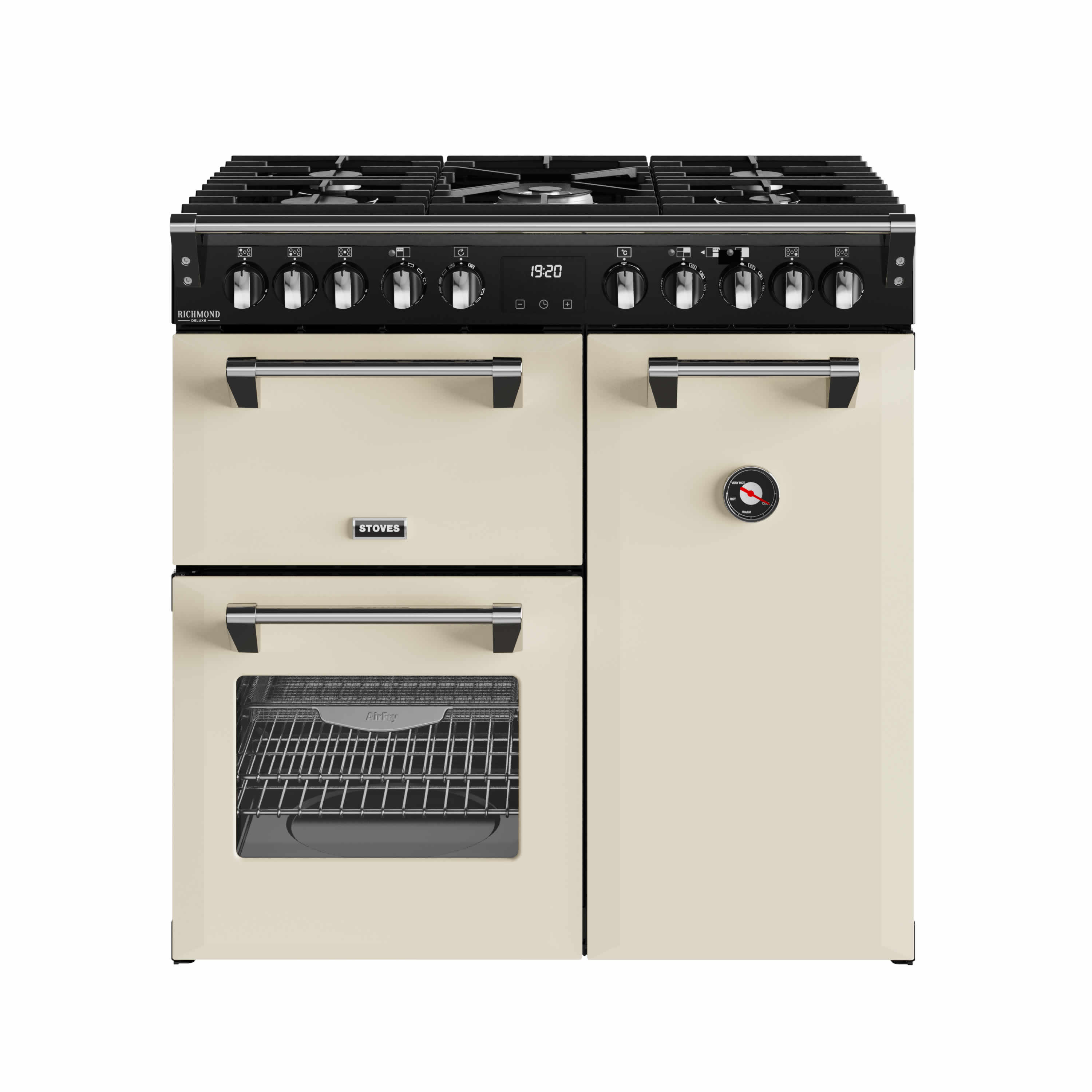 Stoves 900mm Deluxe Dual Fuel Range Cooker Gas Hob Cream