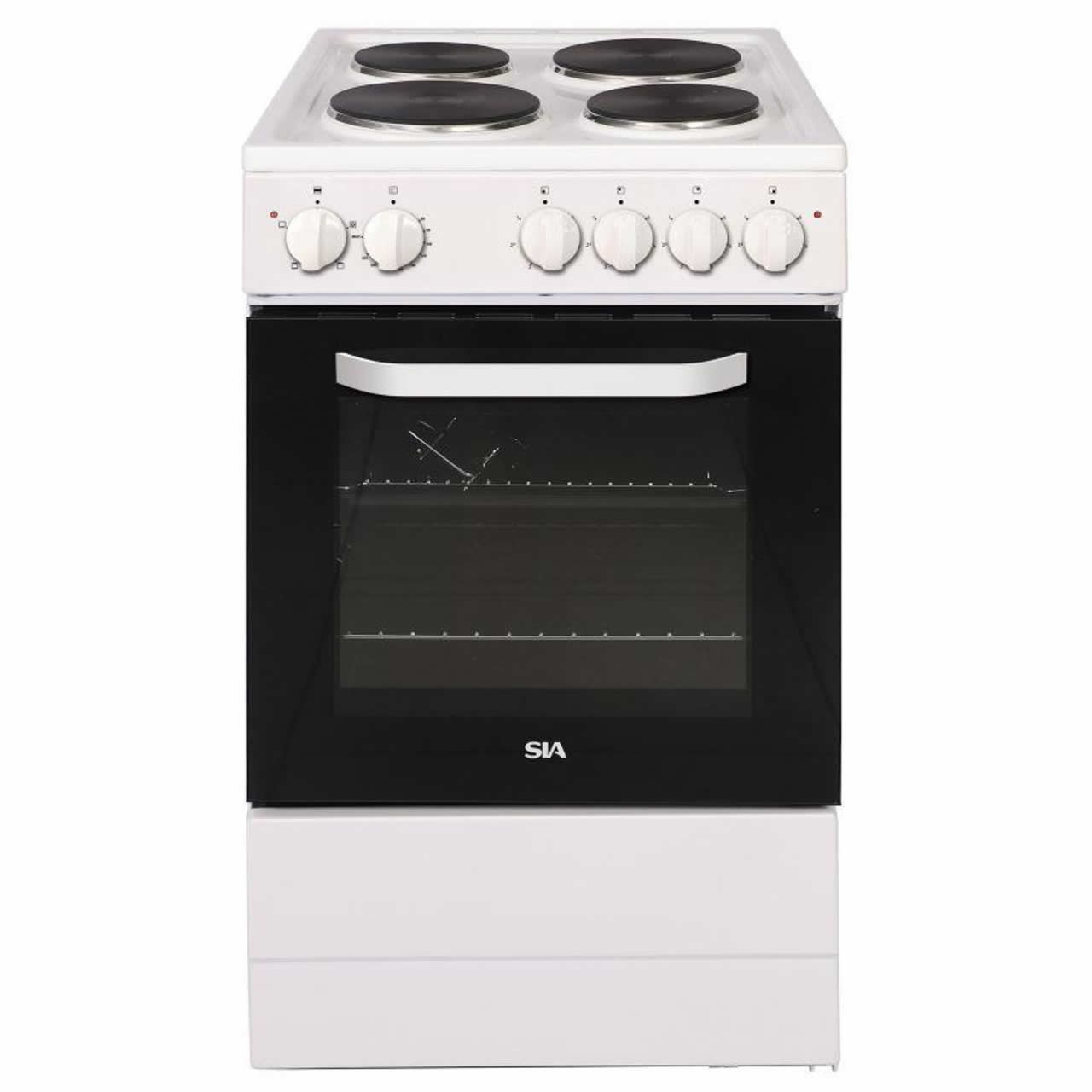 Sia 500mm Single Electric Cooker Solid Plate Hob White