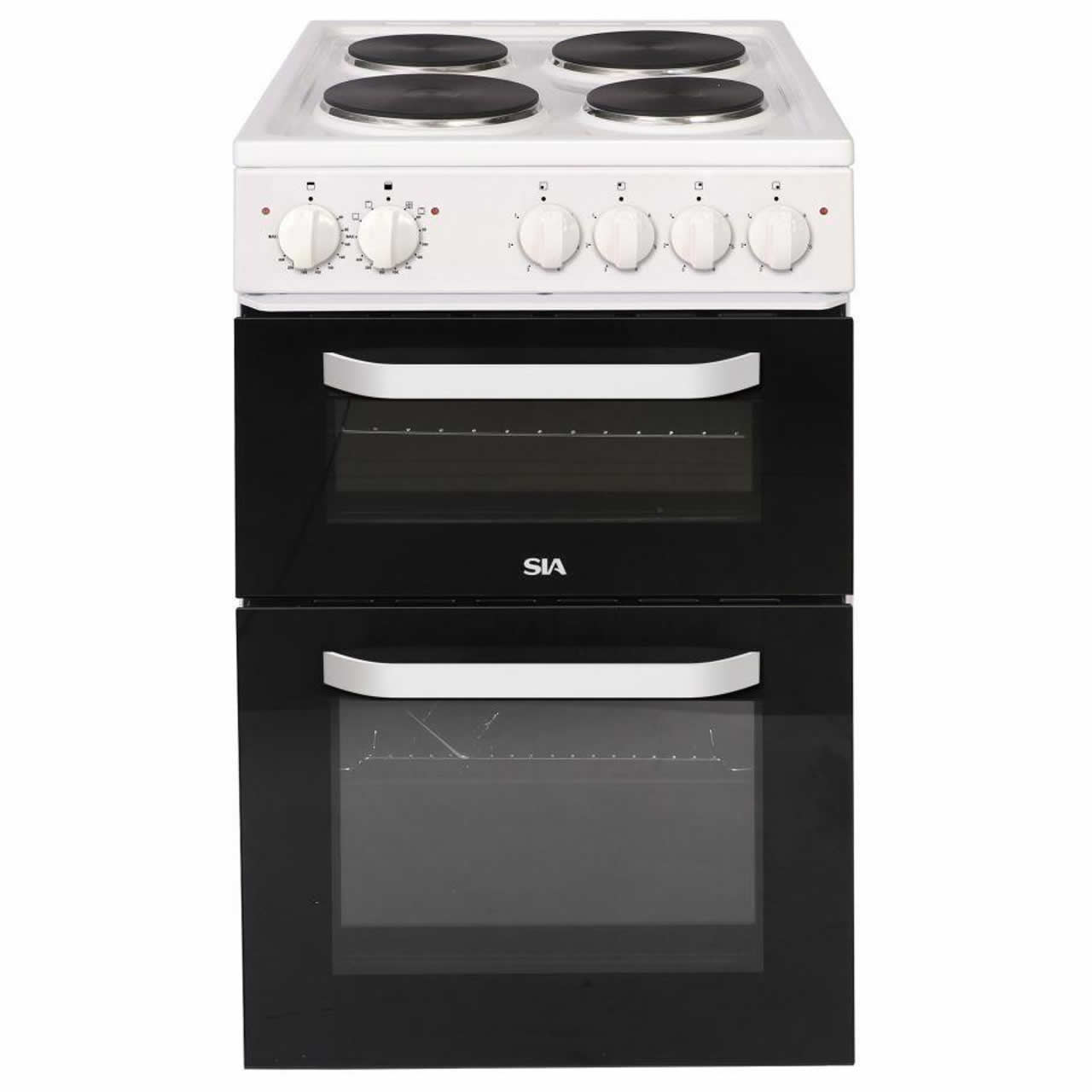 Sia 500mm Twin Cavity Electric Cooker Solid Plate Hob White