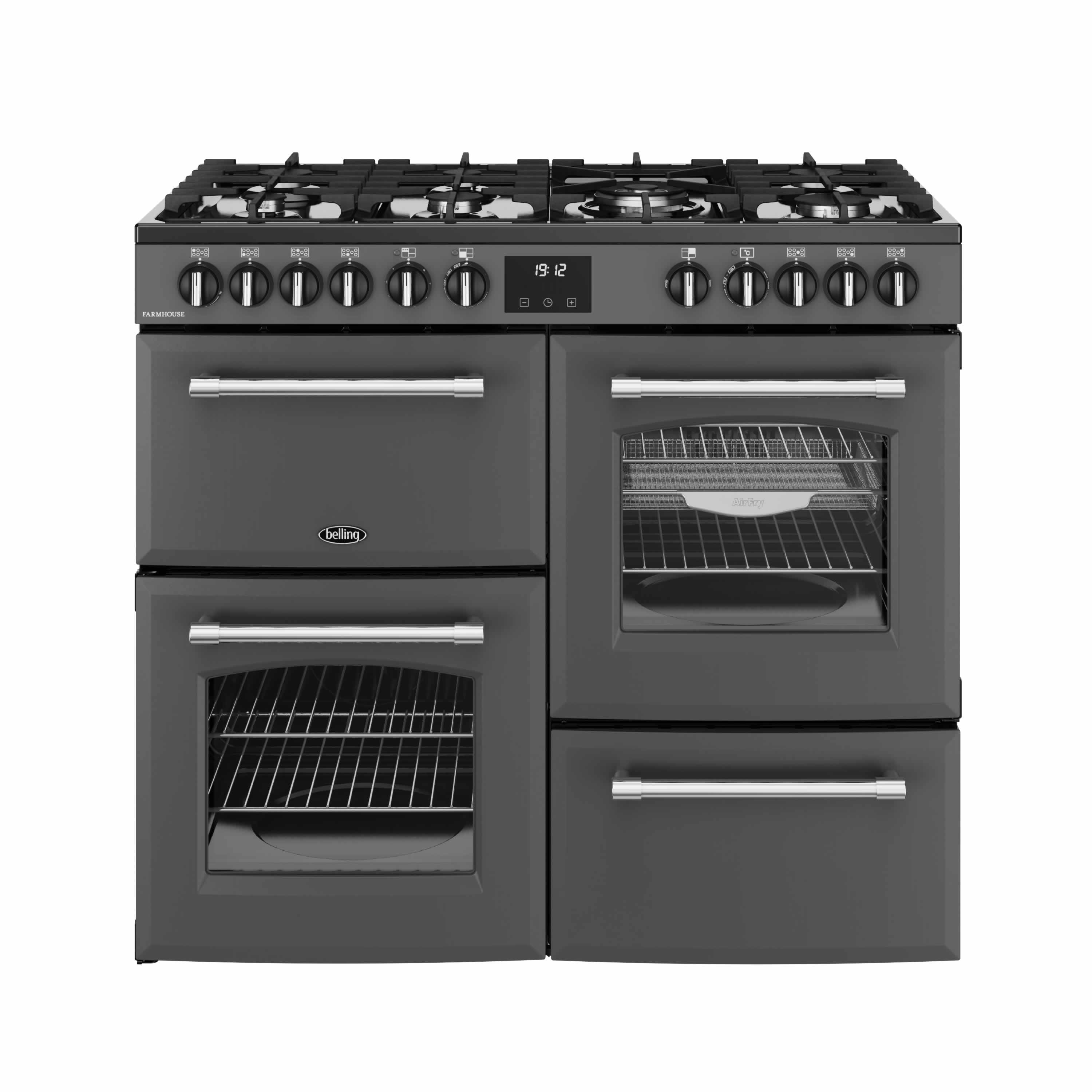 Belling 1000mm Dual Fuel Range Cooker Gas Hob Anthracite