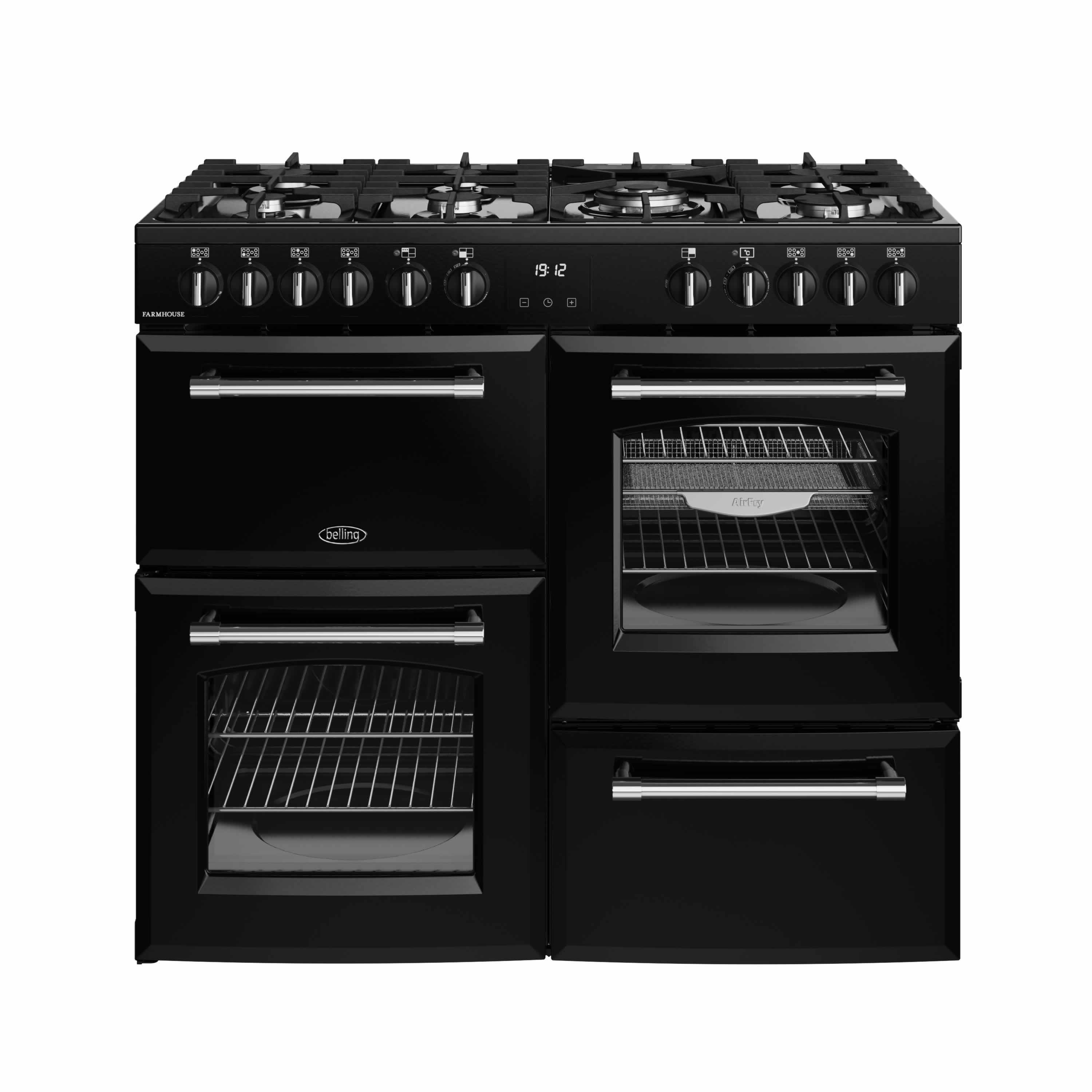 Belling 1000mm Dual Fuel Range Cooker Gas Hob Black