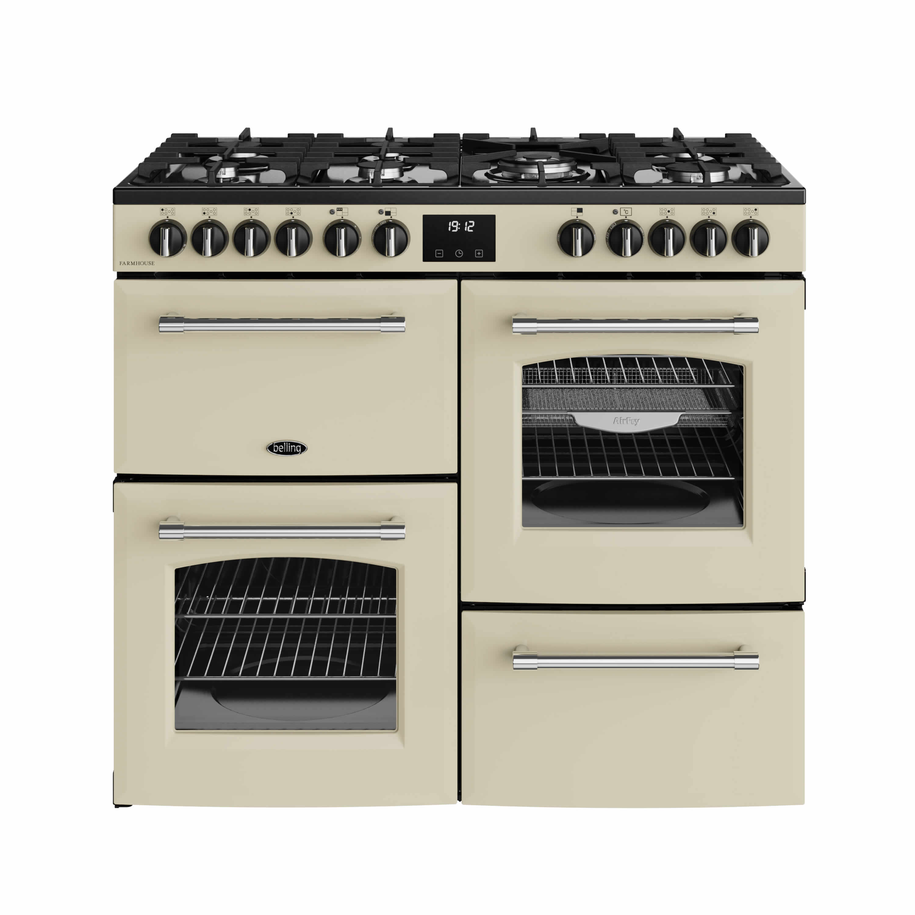 Belling 1000mm Dual Fuel Range Cooker Gas Hob Cream