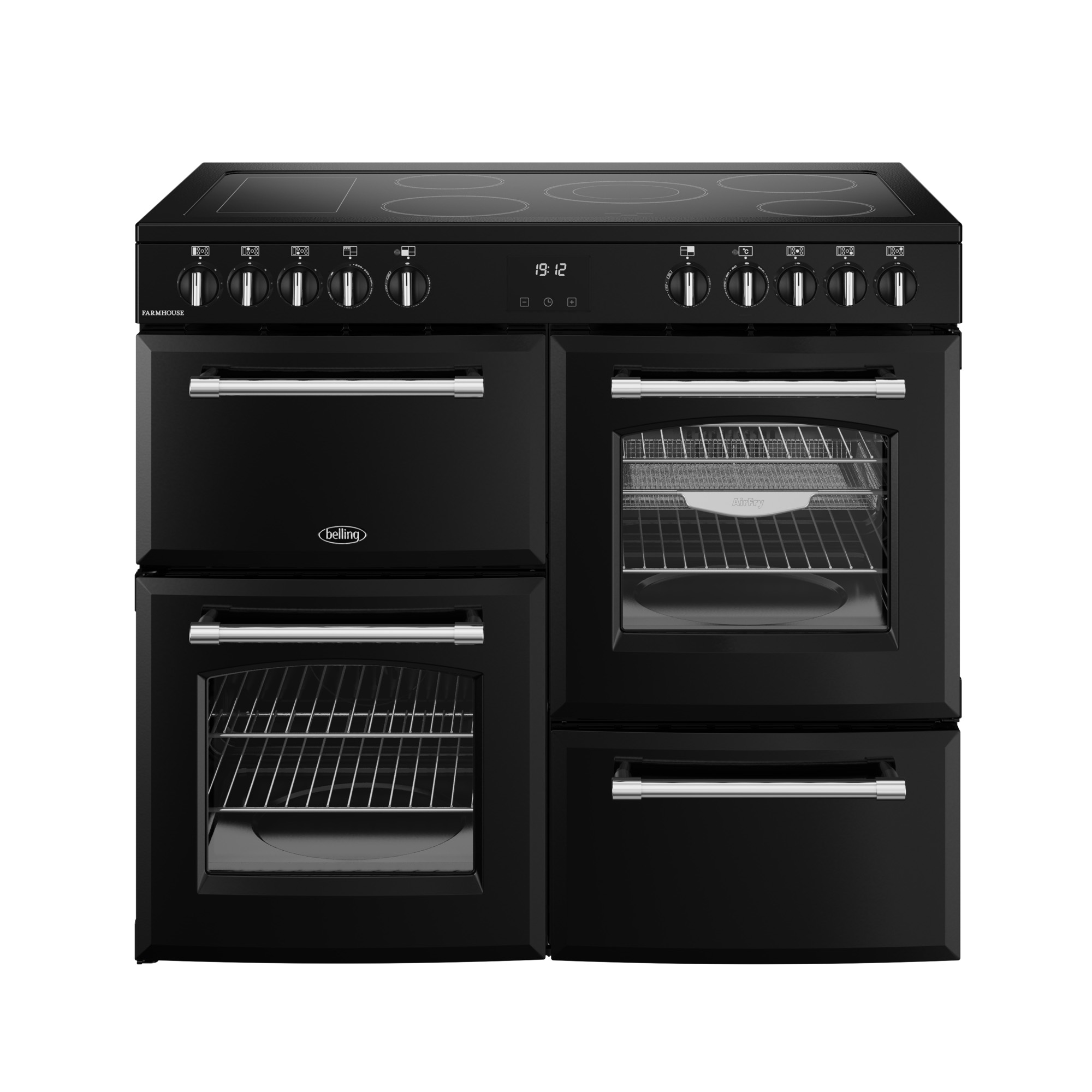 Belling 1000mm Electric Range Cooker Ceramic Hob Black