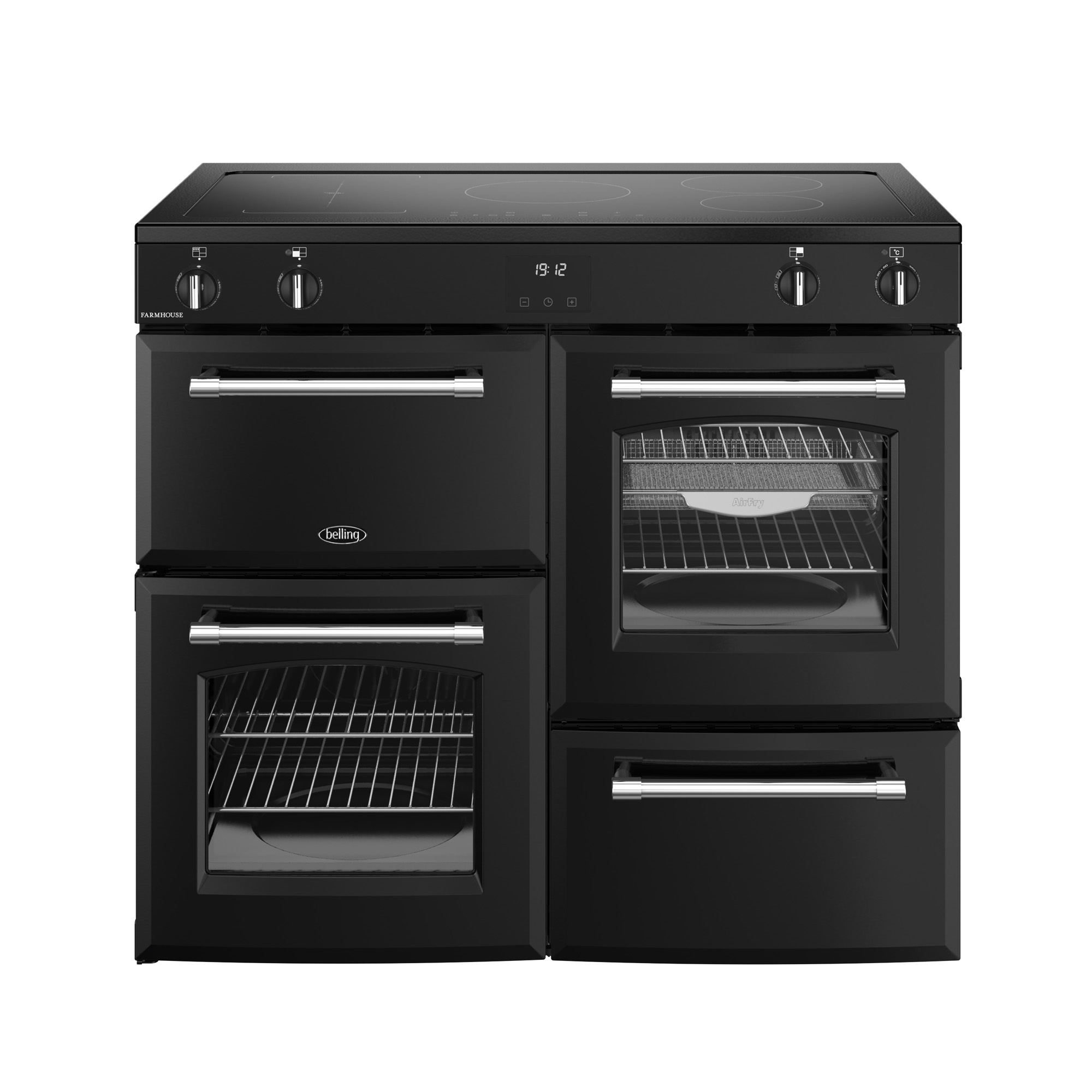 Belling 1000mm Electric Range Cooker Induction Hob Black