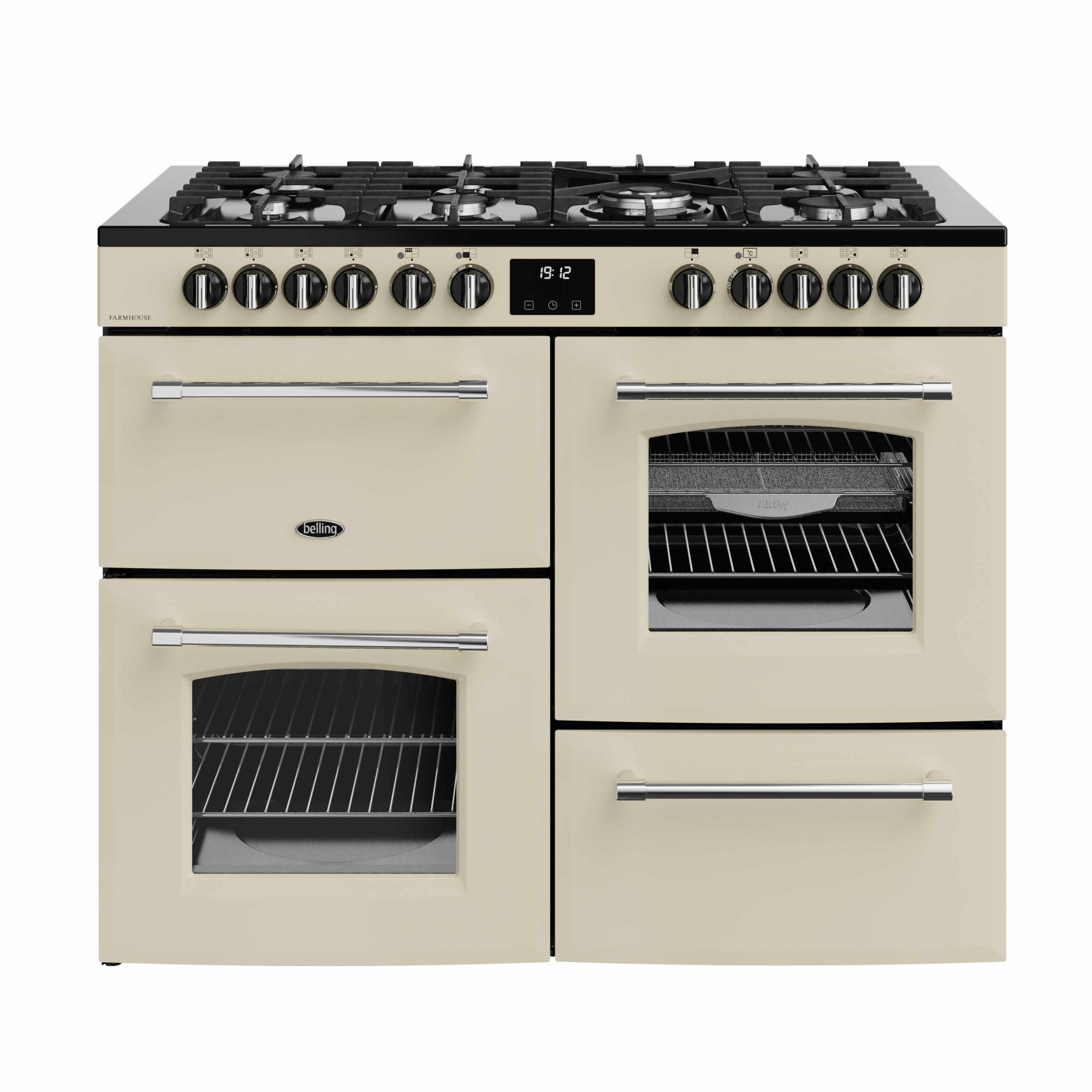 Belling 1100mm Dual Fuel Range Cooker Gas Hob Cream