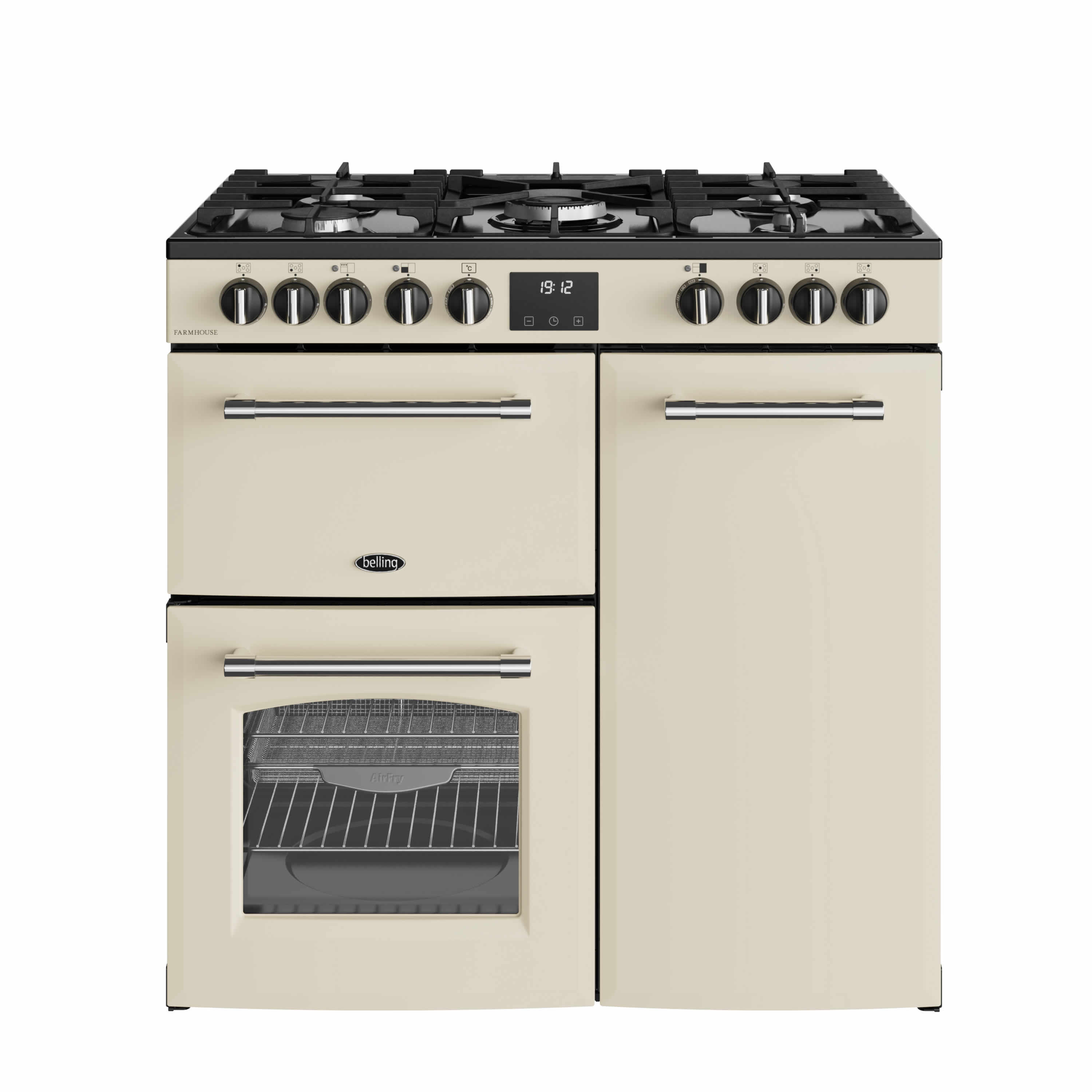 Belling 900mm Dual Fuel Range Cooker 5 Burners Inc WOK Cream