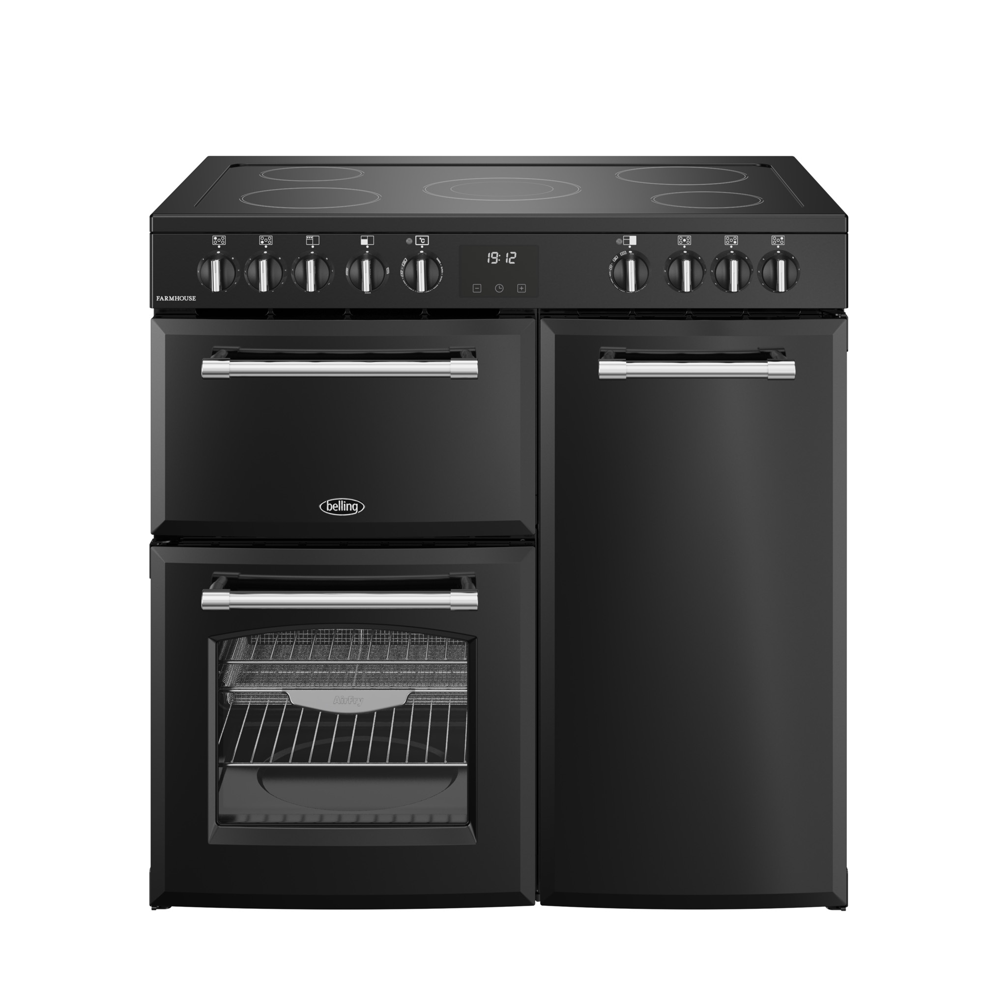 Belling 900mm Electric Range Cooker Ceramic Hob Black