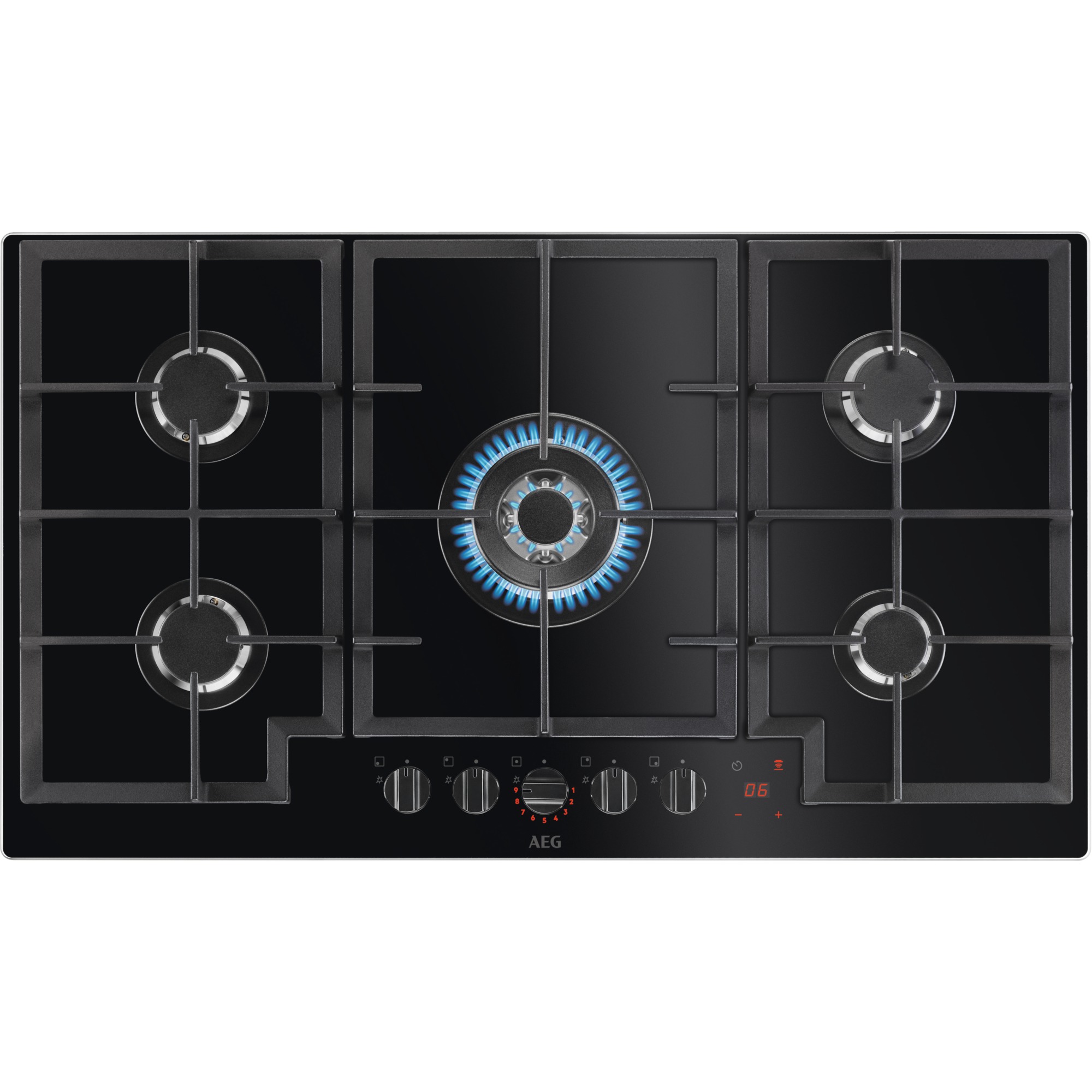 AEG Flamelight Gas On Glass Hob Cast Iron Pan Supports