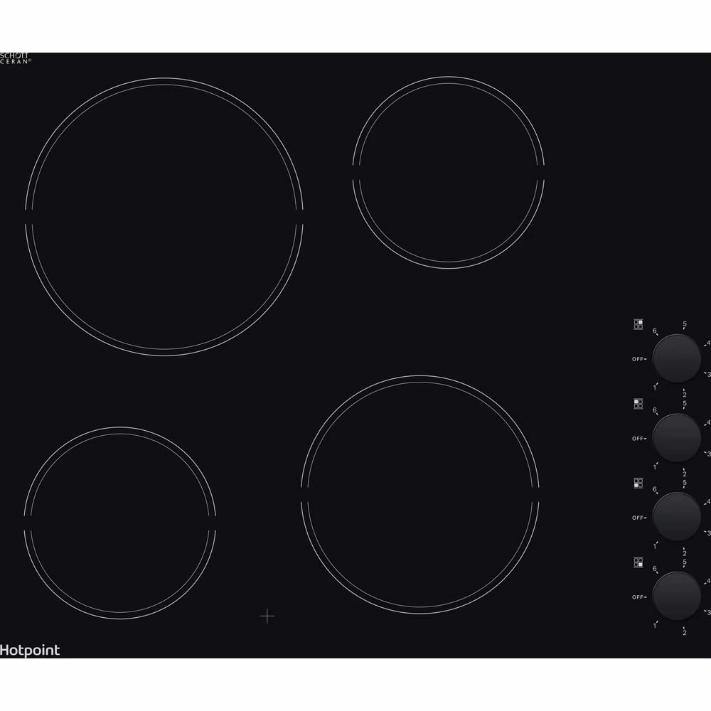 Hotpoint 600mm Ceramic Hob 4-Zones Black