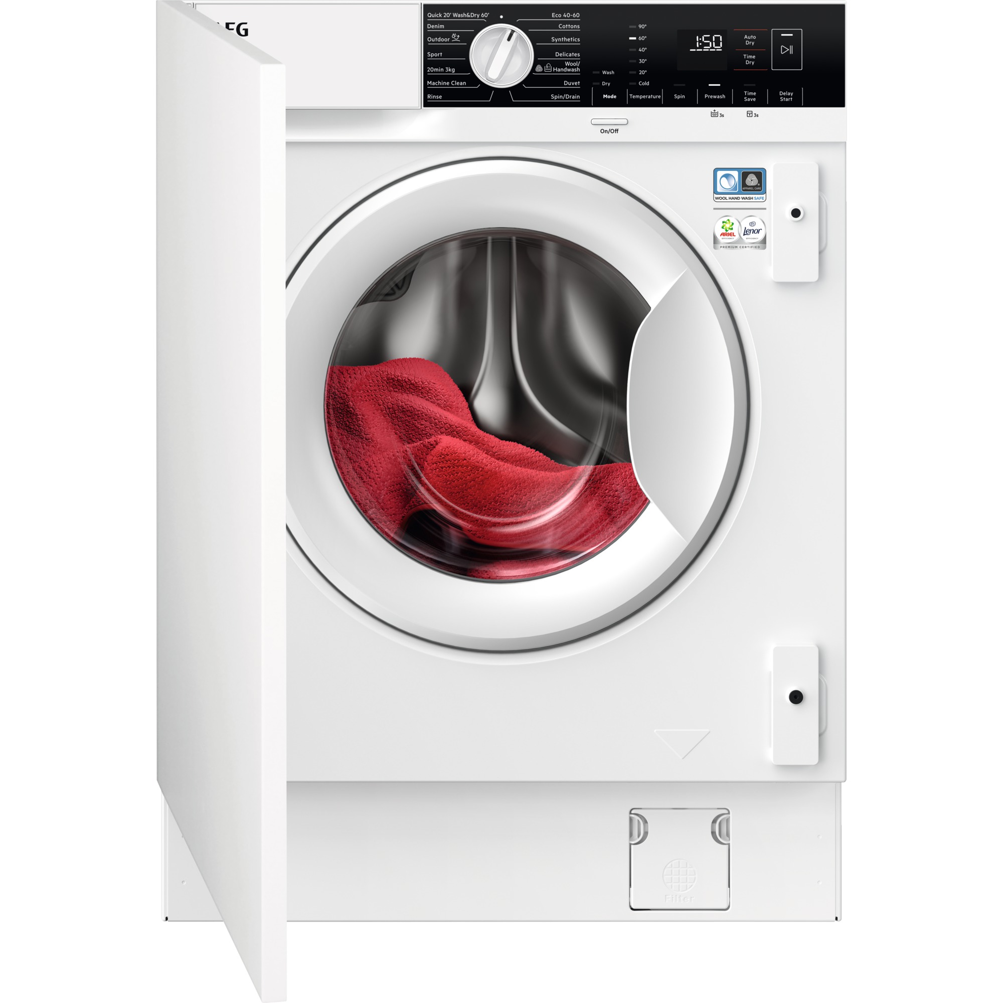 AEG 1600rpm Integrated Washer Dryer 7kg/4kg Load White
