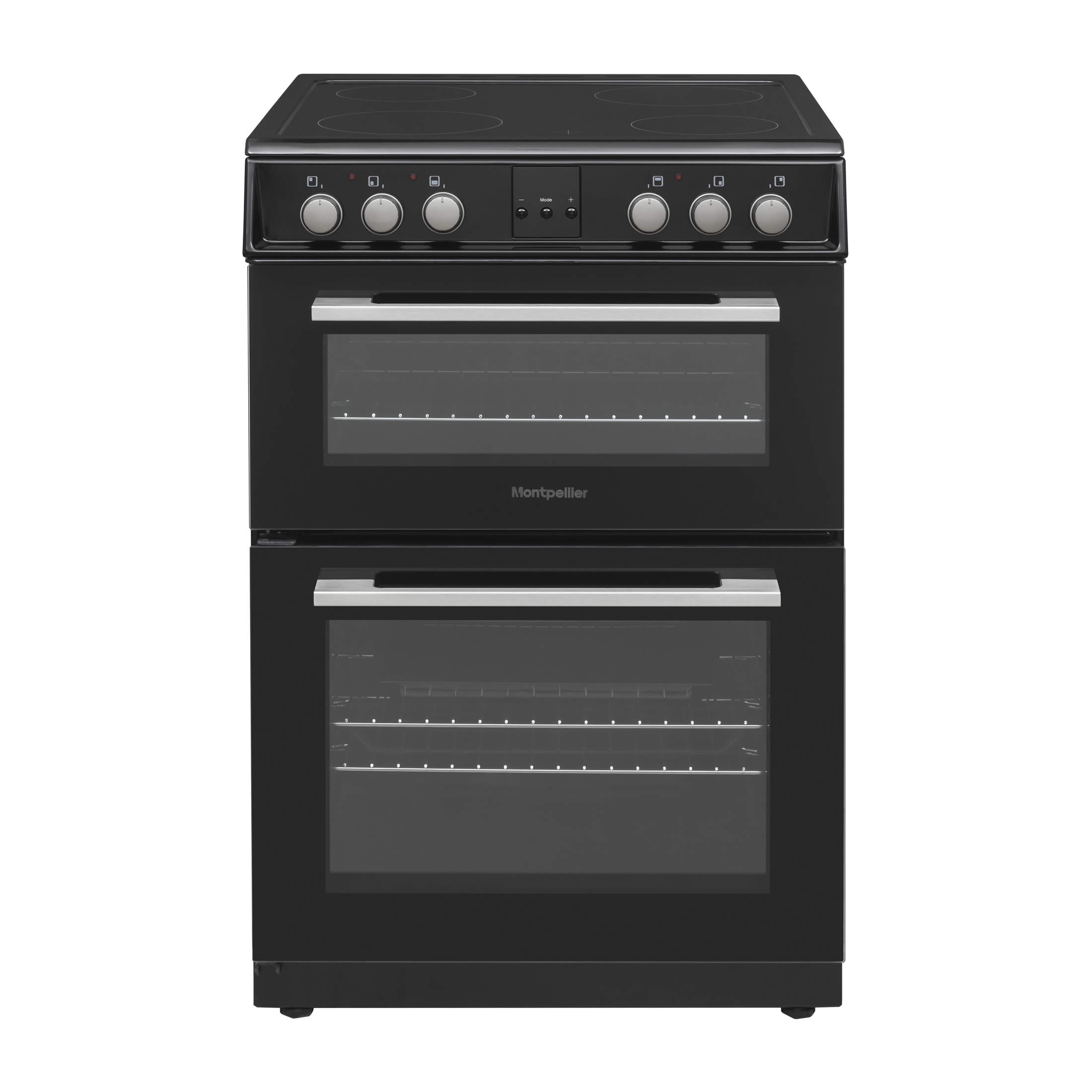 Montpellier 600mm Double Electric Oven Ceramic Hob Fan Black