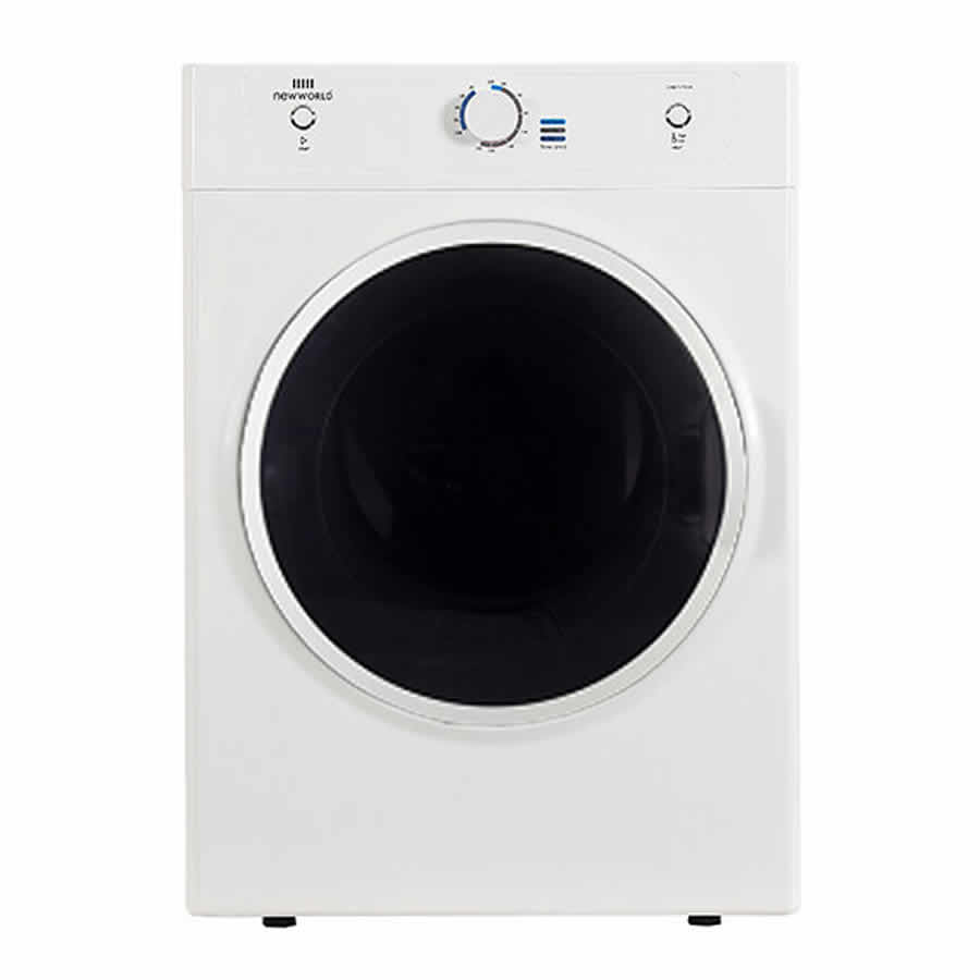 New-World 7kg Tumble Dryer Vented White with Smoked Door