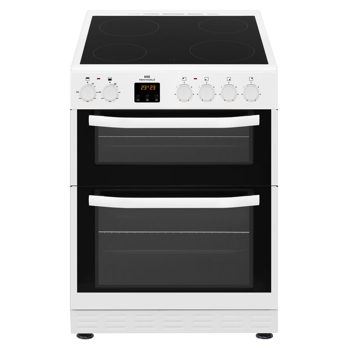 New-World 600mm Twin Cavity Electric Cooker Ceramic Hob White