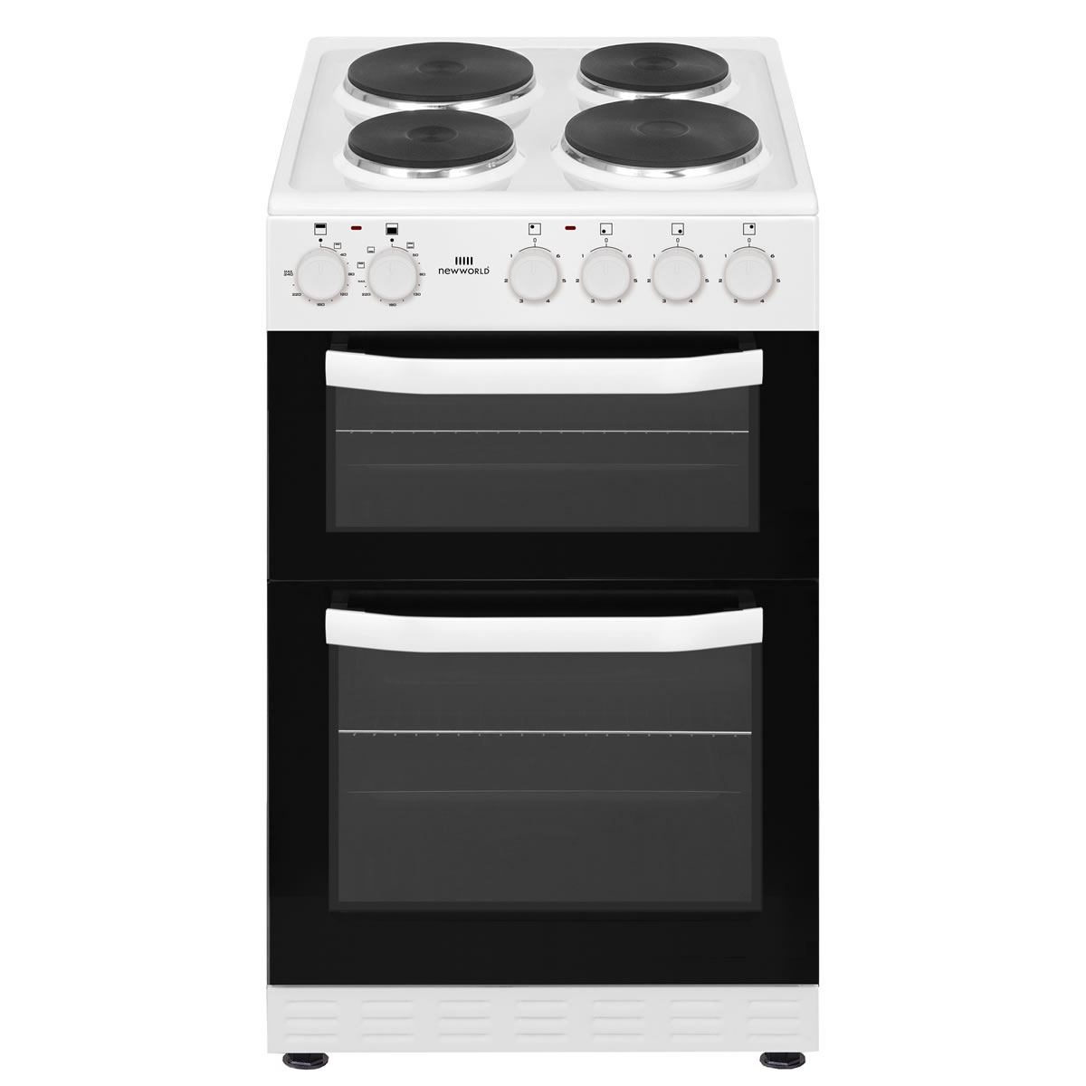 New-World 500mm Twin Cavity Electric Cooker Solid Plate Hob White