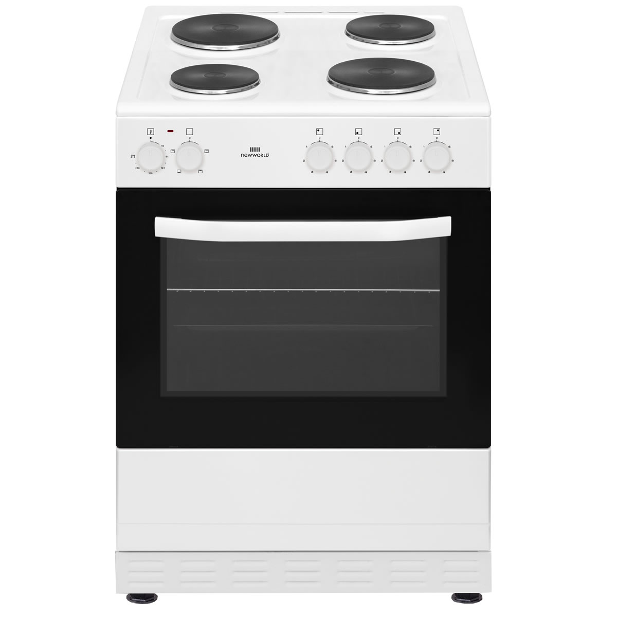 New-World 600mm Single Electric Cooker Solid Plate Hob White