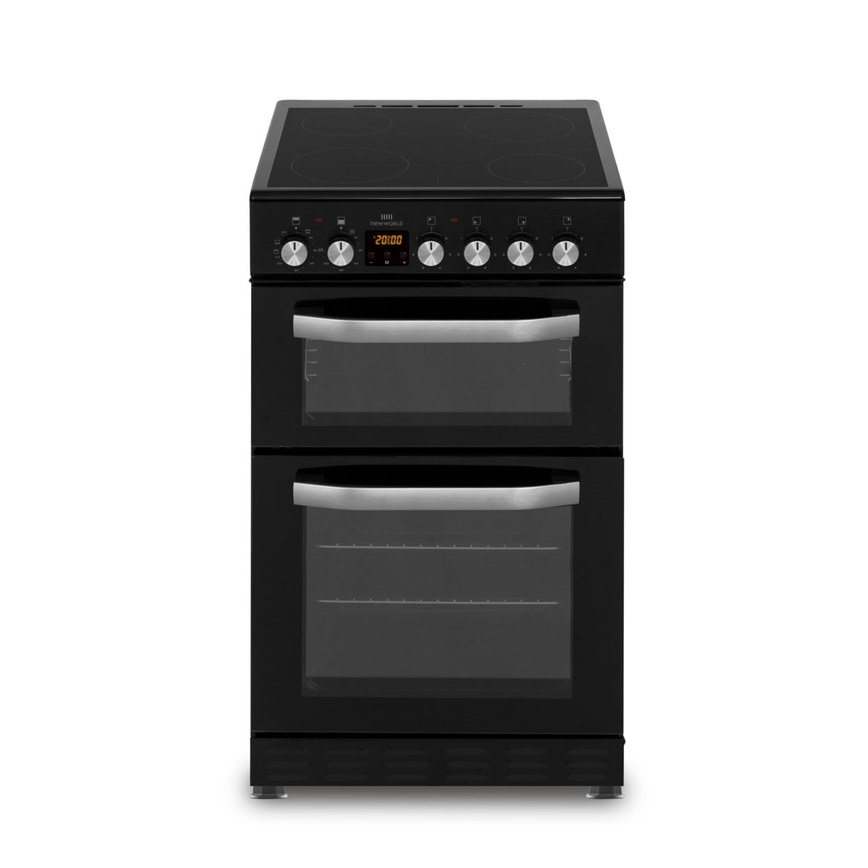 New-World 500mm Double Oven Electric Cooker Ceramic Hob Black