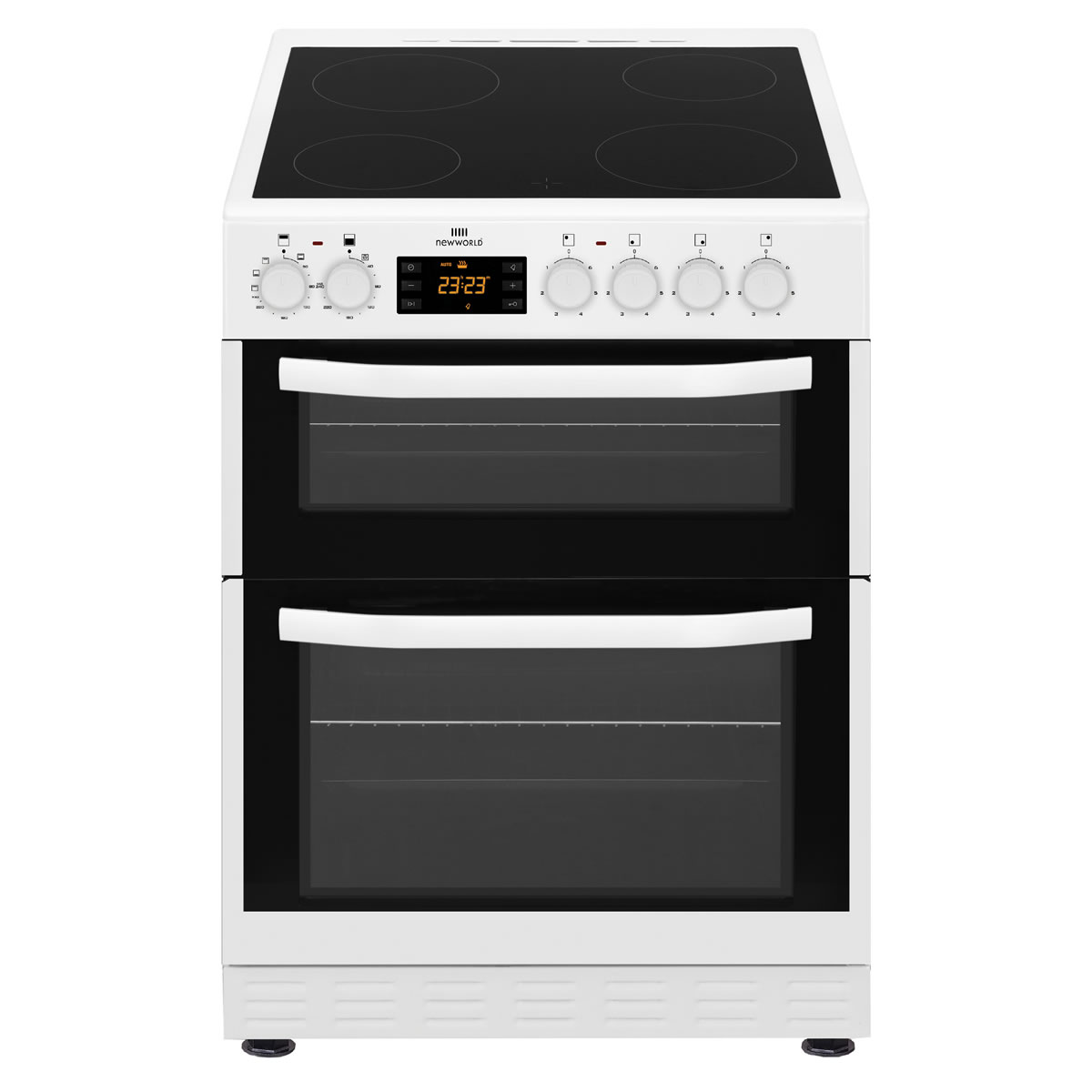 New-World 600mm Double Electric Cooker Ceramic Hob White