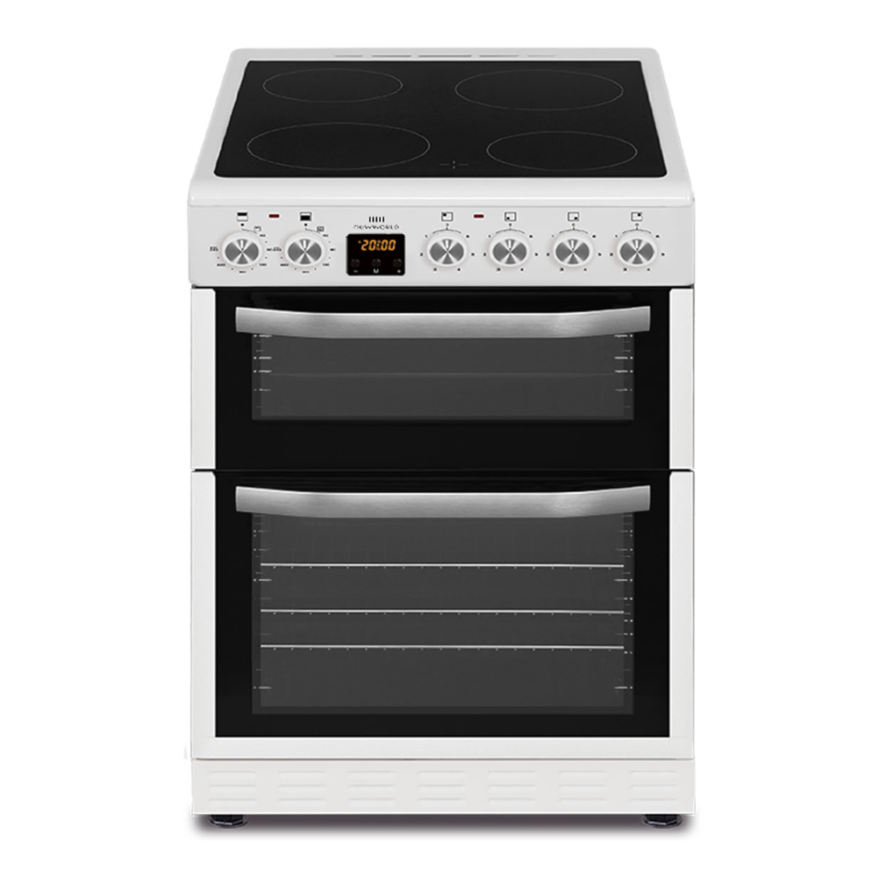 New-World 600mm Double Oven Electric Cooker Ceramic Hob White