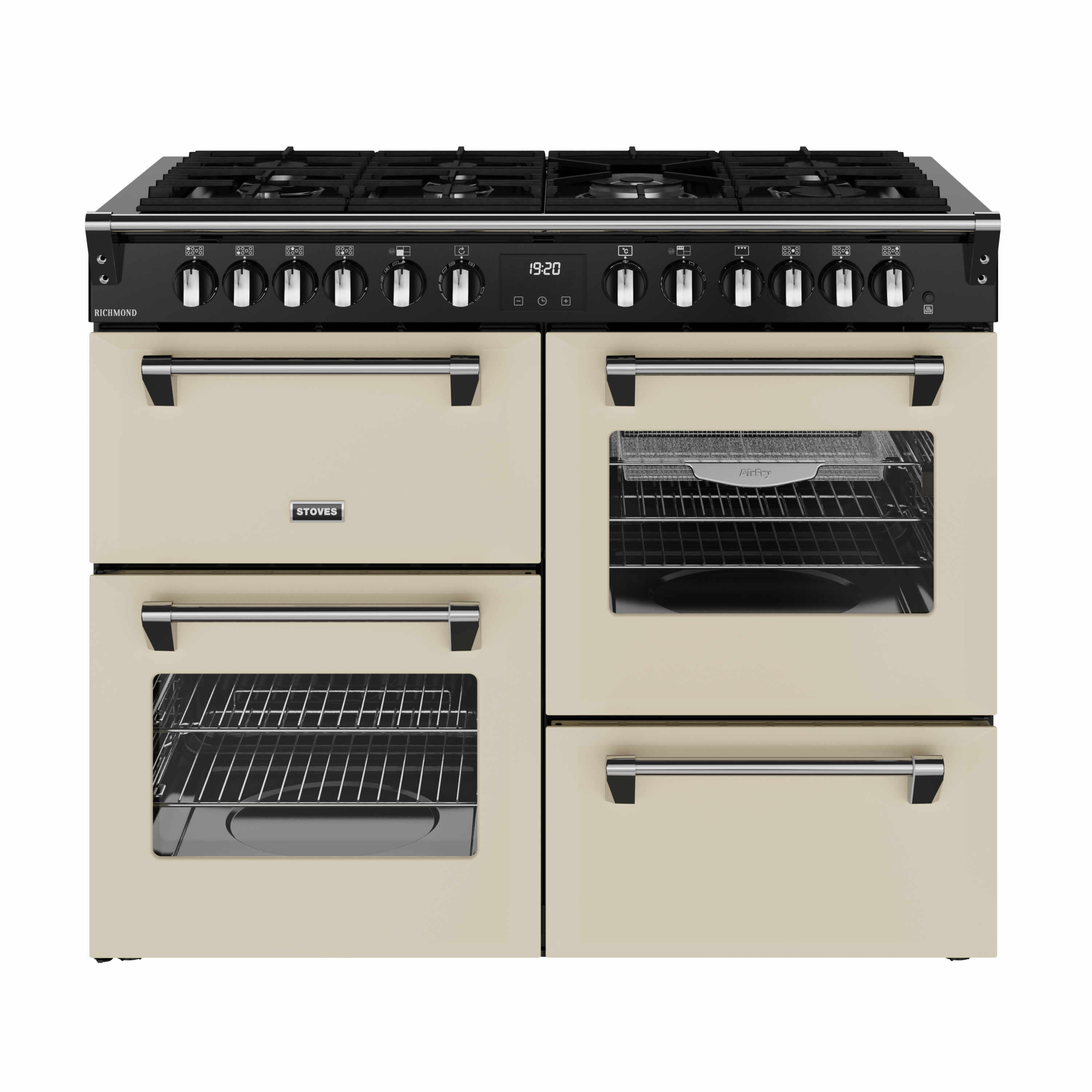 Stoves 1100mm Dual Fuel Range Cooker Quad Oven Gas Hob Cream