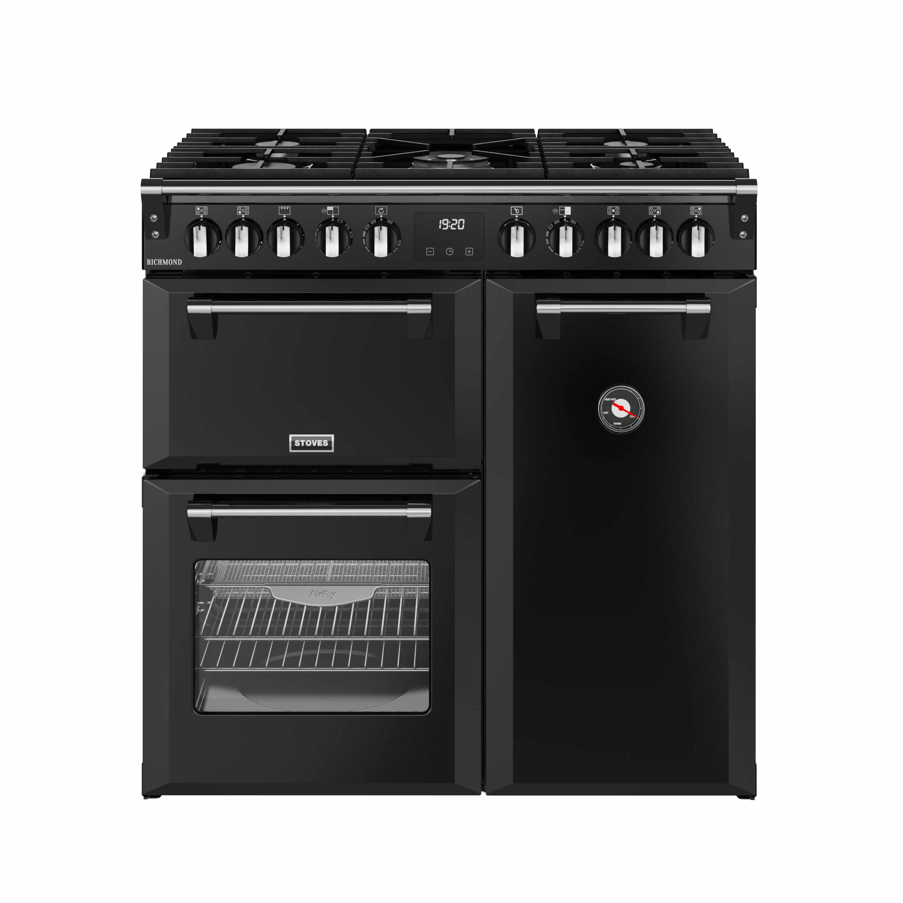 Stoves 900mm Dual Fuel Range Cooker Gas Hob Black