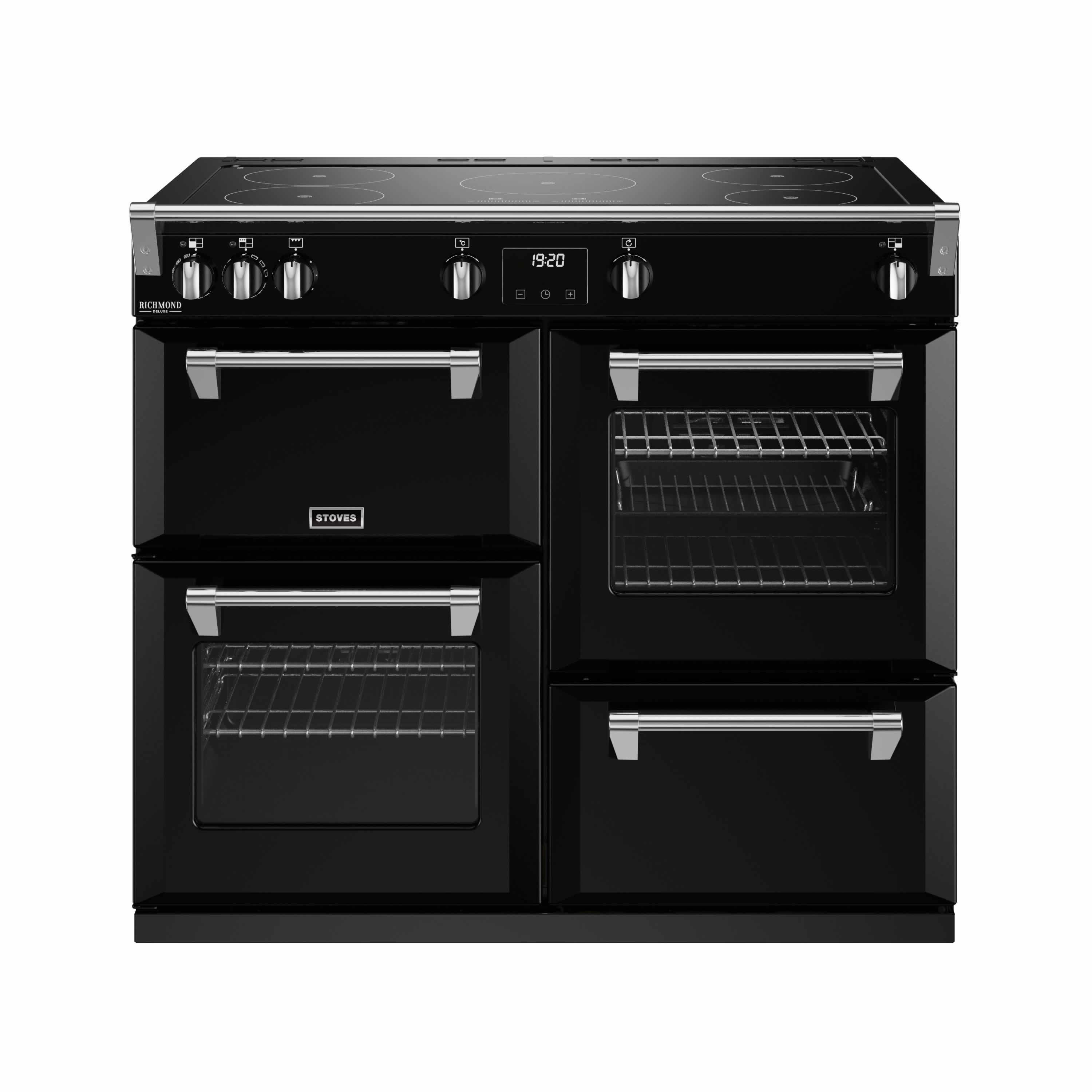 Stoves 1000mm Range Cooker Quad Ovens Induction Hob Black