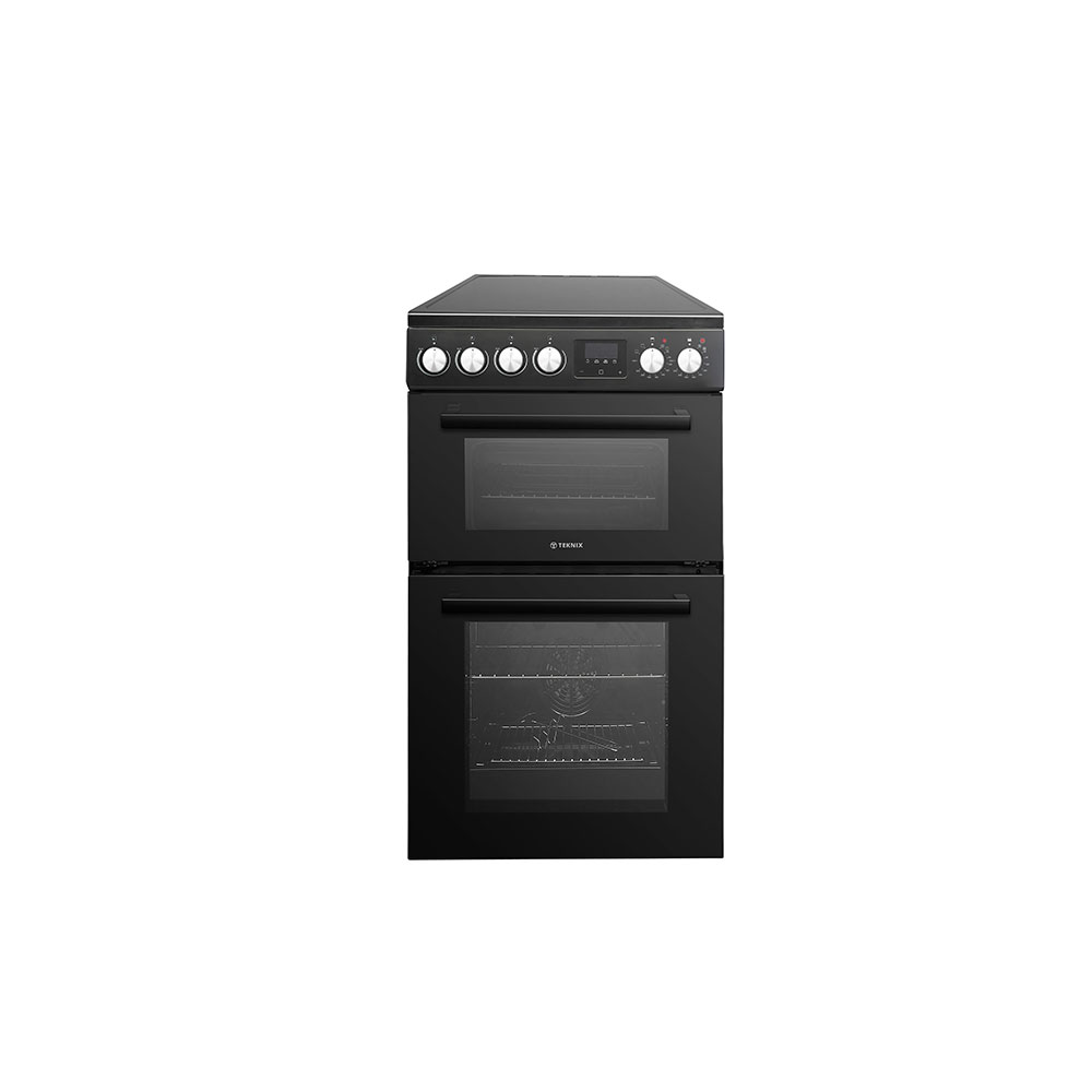 Teknix 500mm Electric Double Oven Ceramic Hob Black