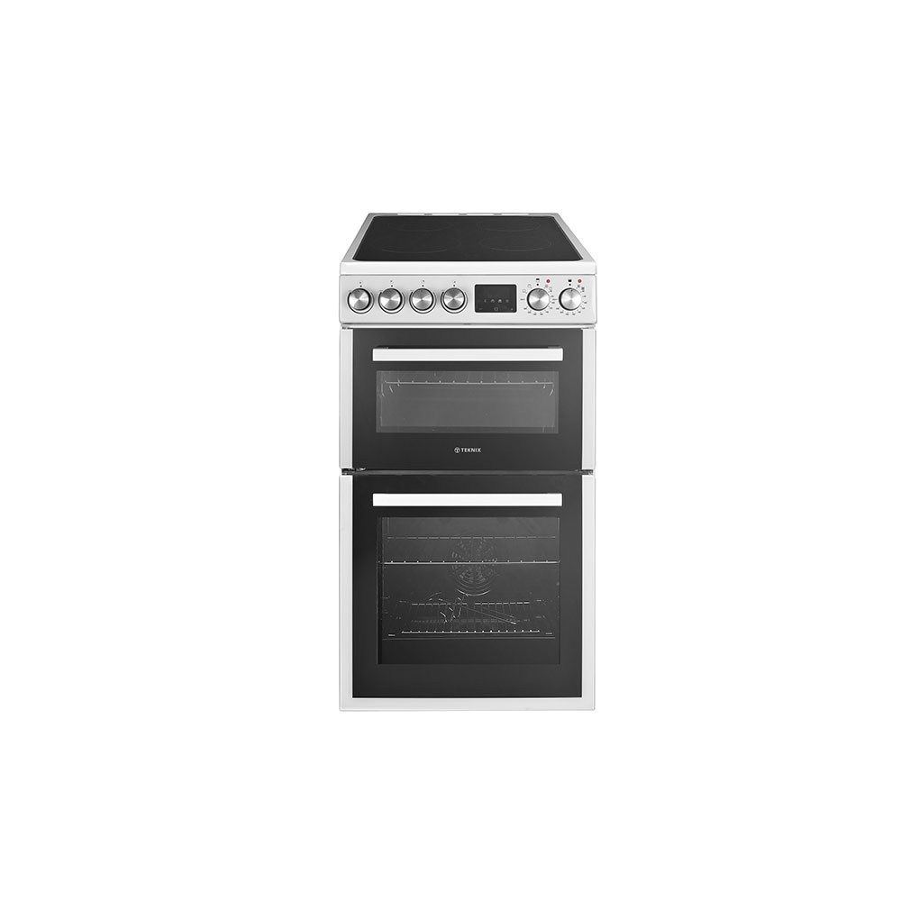 Teknix 500mm Electric Double Oven Ceramic Hob White