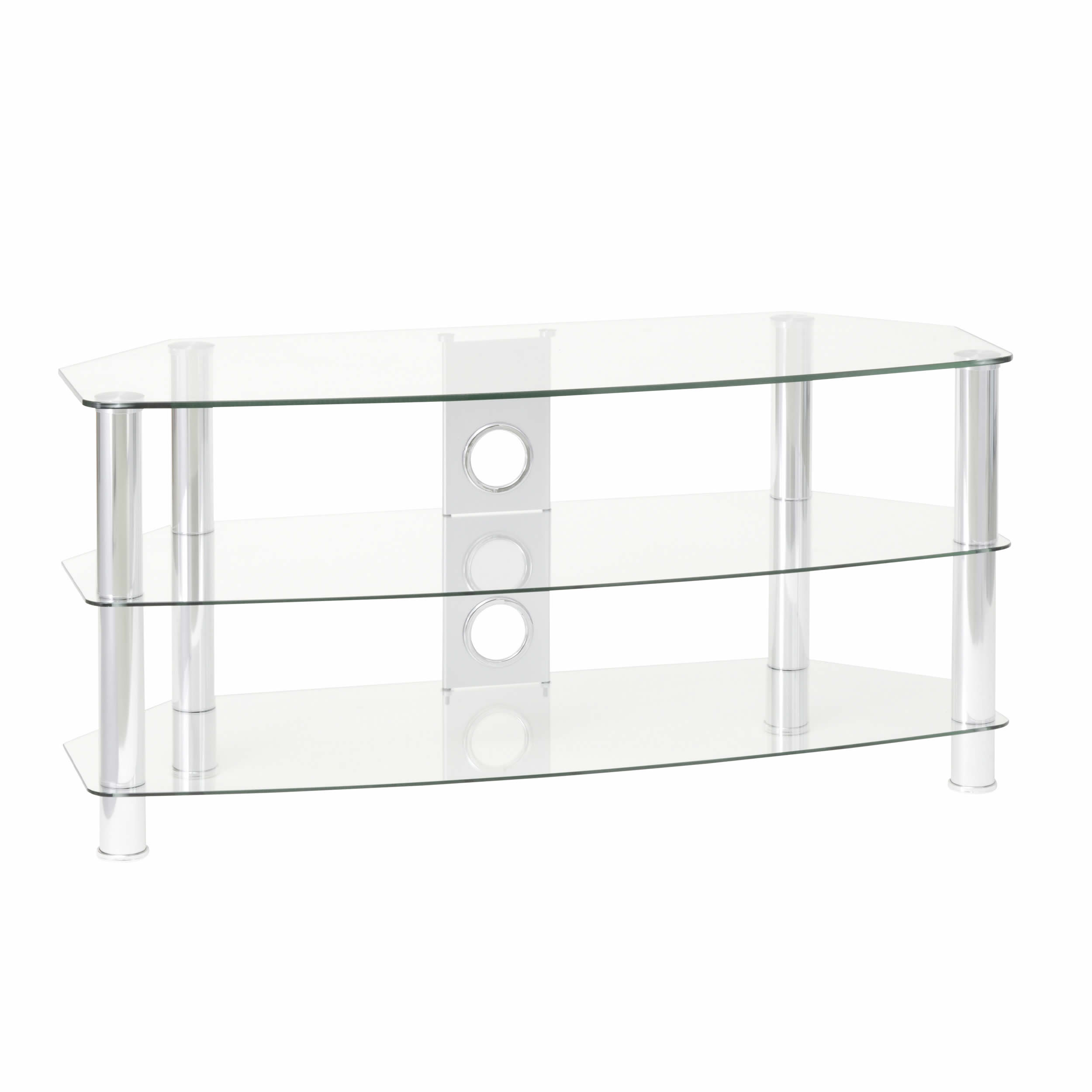 TTAP 1050mm TV Stand Upto 55inch Clear Glass Chrome Legs