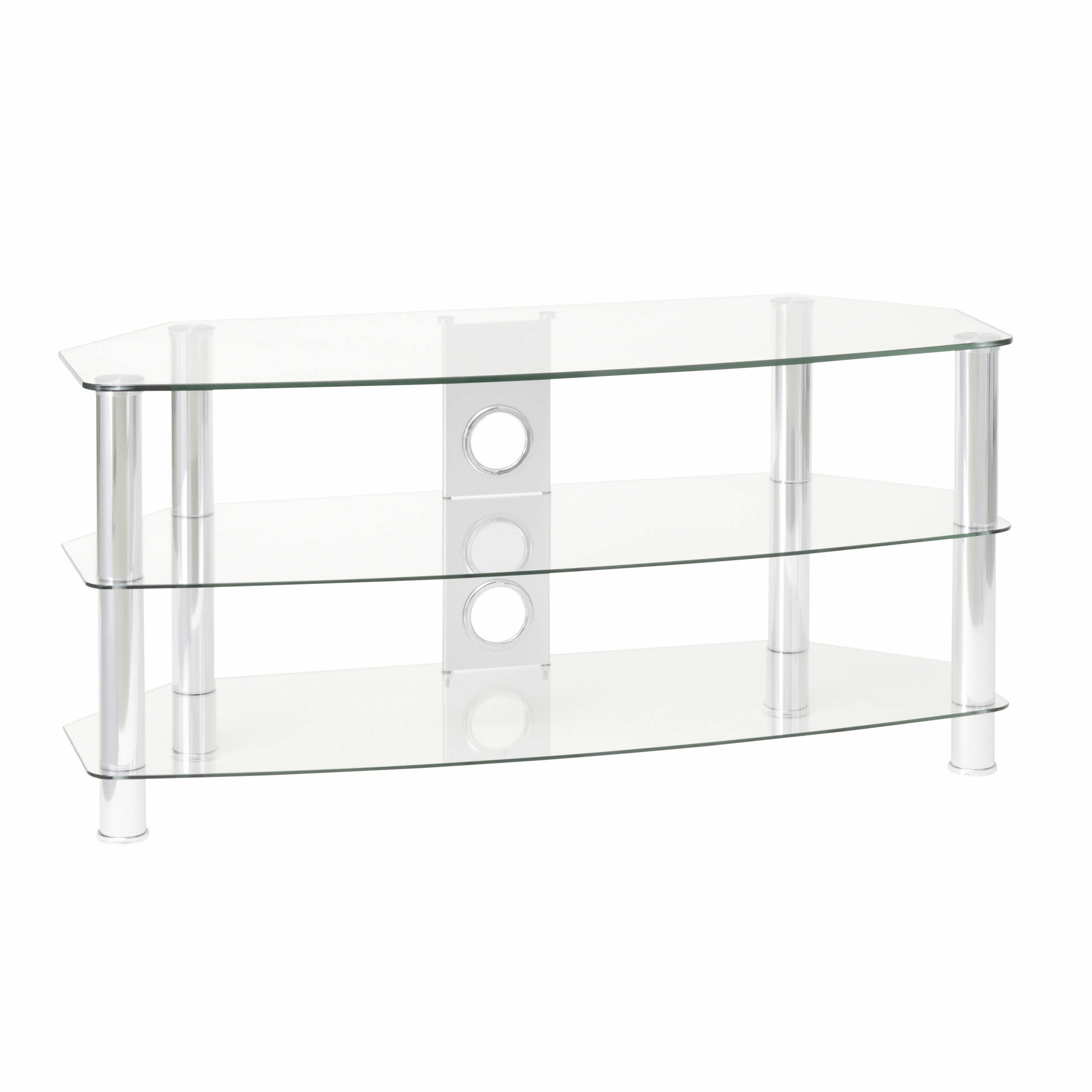 TTAP 1200mm TV Stand Upto 65inch Clear Glass Chrome Legs