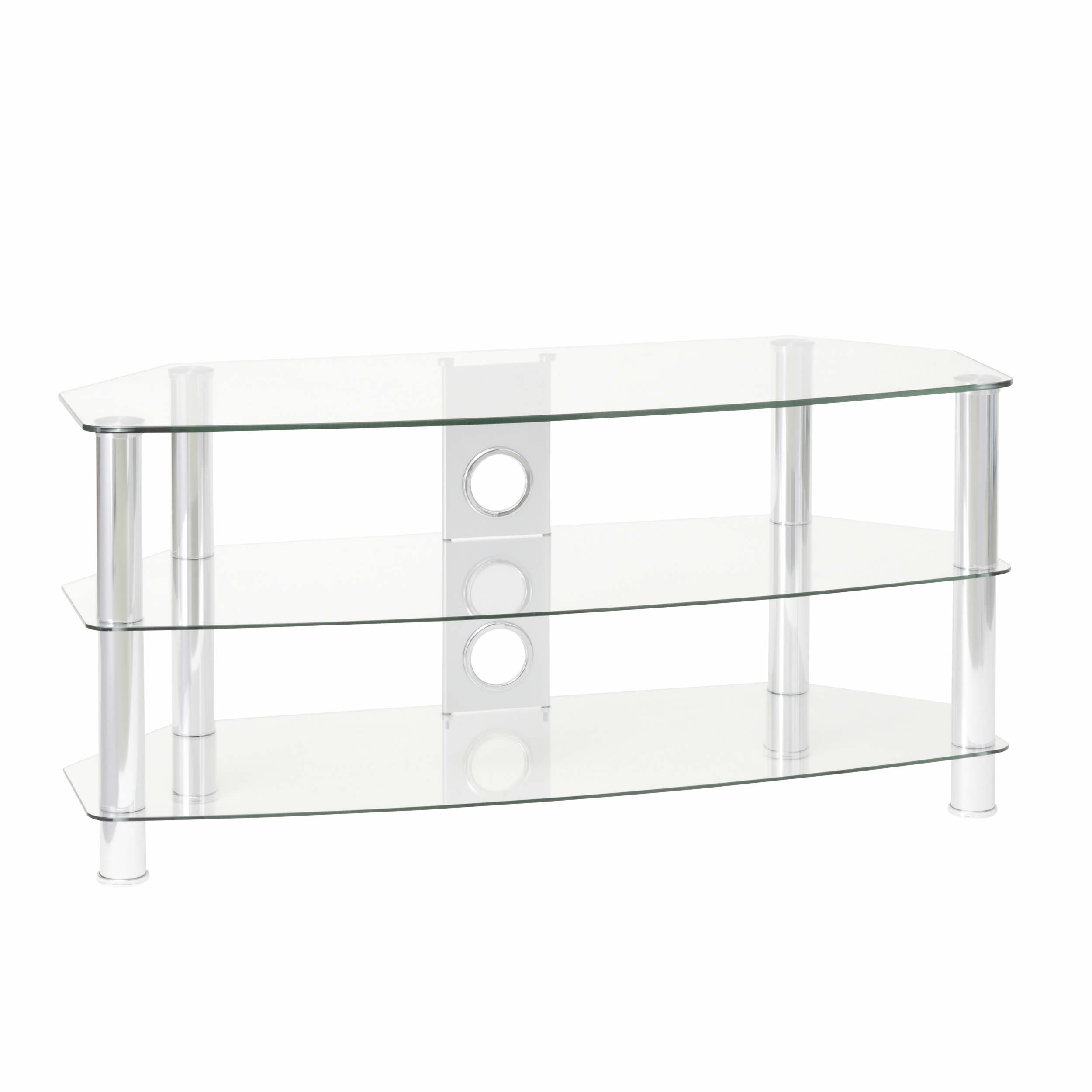 TTAP 800mm TV Stand 49inch Clear Glass Chrome Legs