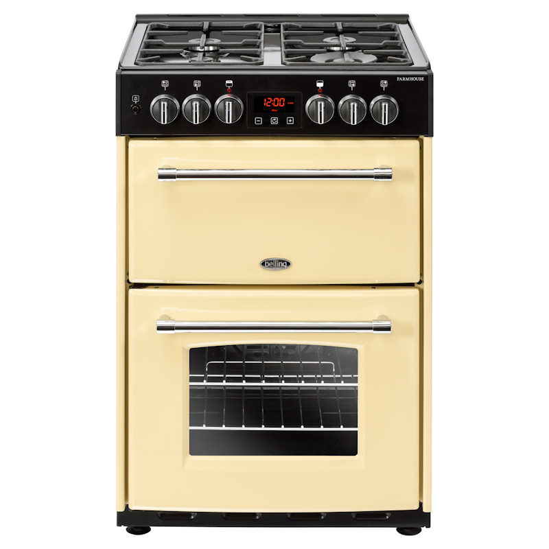 Belling 600mm Double Dual Fuel Cooker Gas Hob Cream